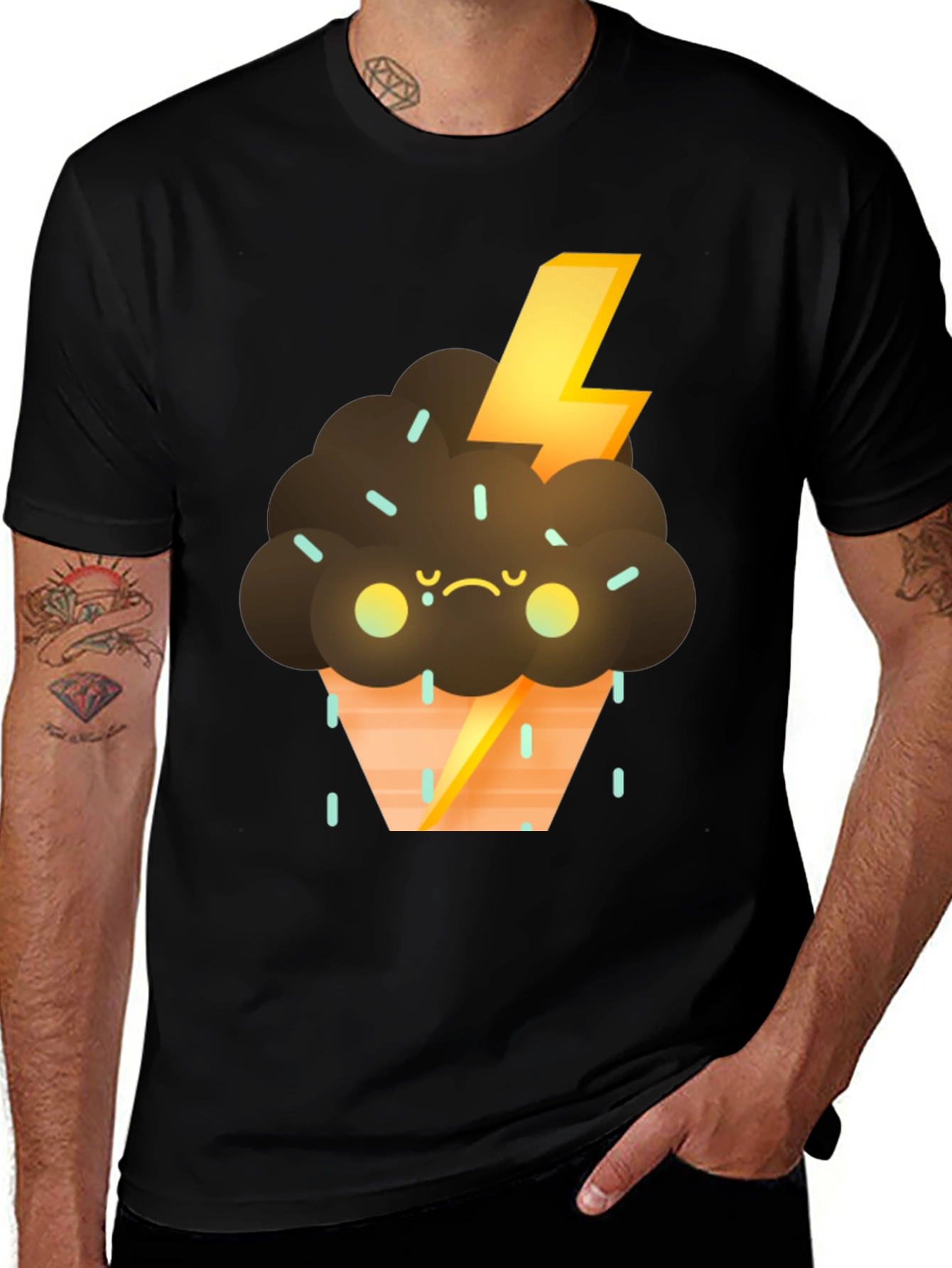Variant 27 of Sad Cupcake T-Shirt - Stormy Weather Design