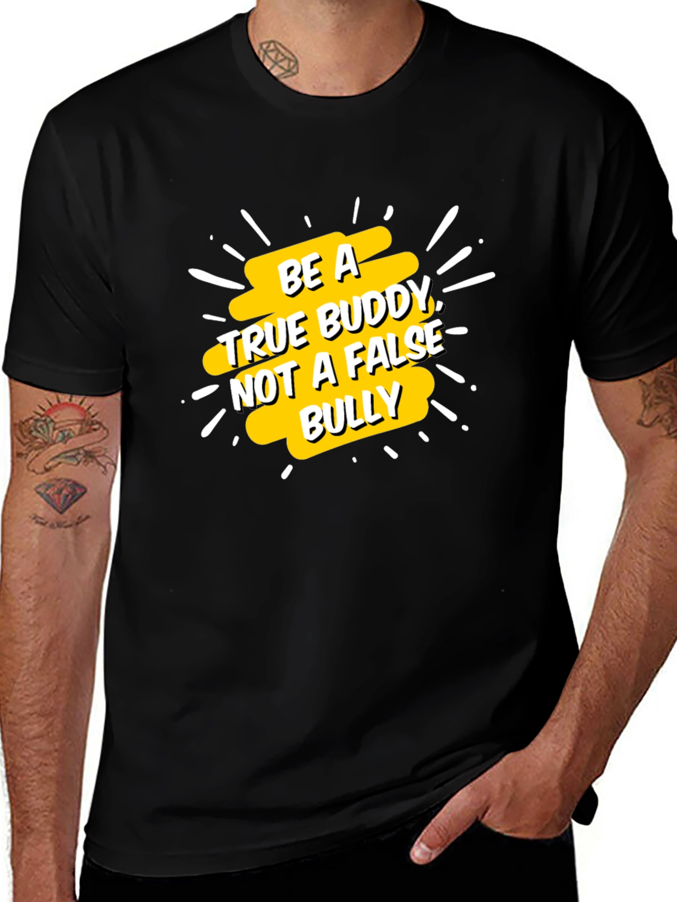 Variant 23 of Be a True Buddy Graphic Tee - Black