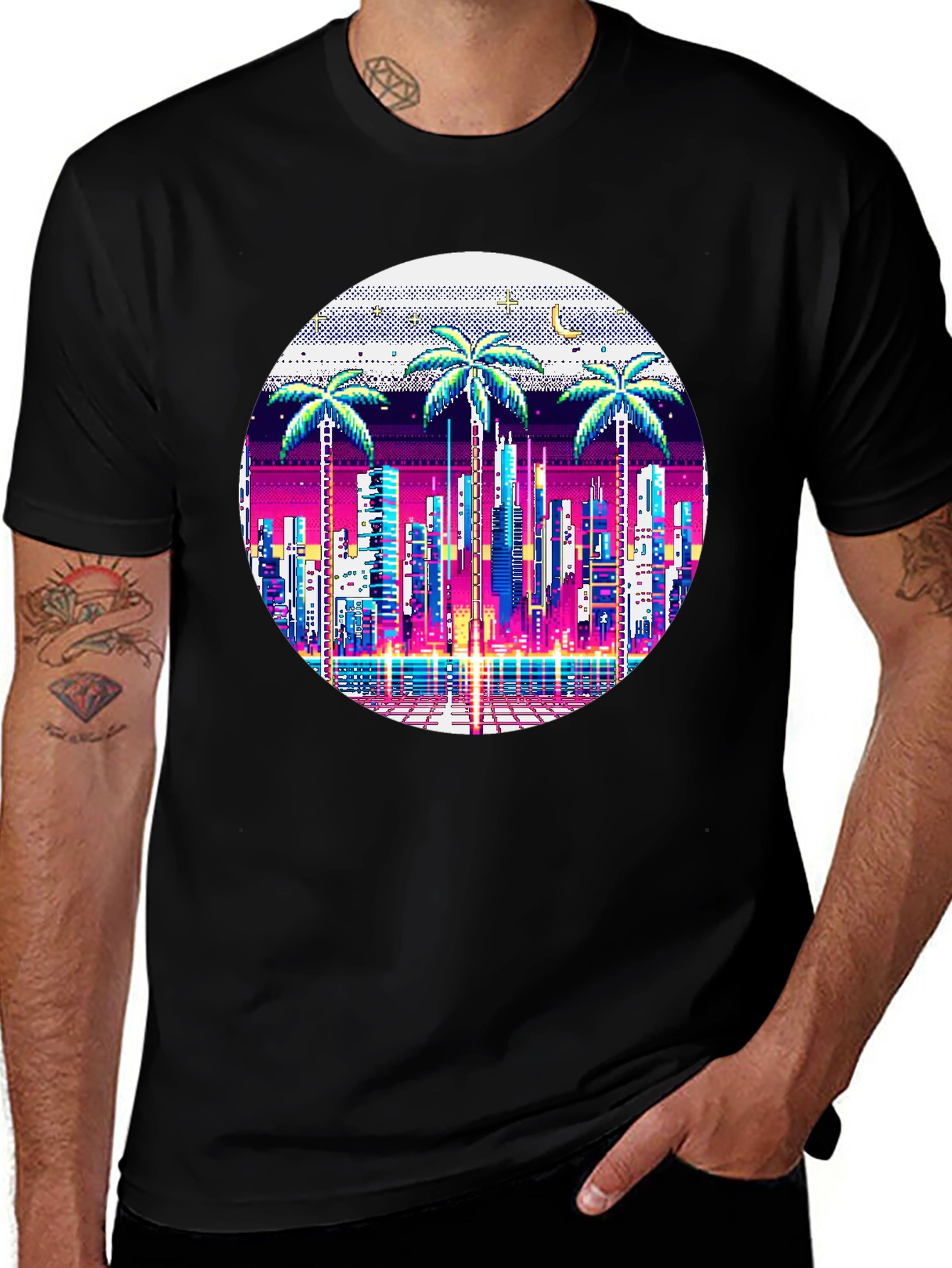 Variant 6 of Retro Pixel Art T-Shirt - Miami Vice Style