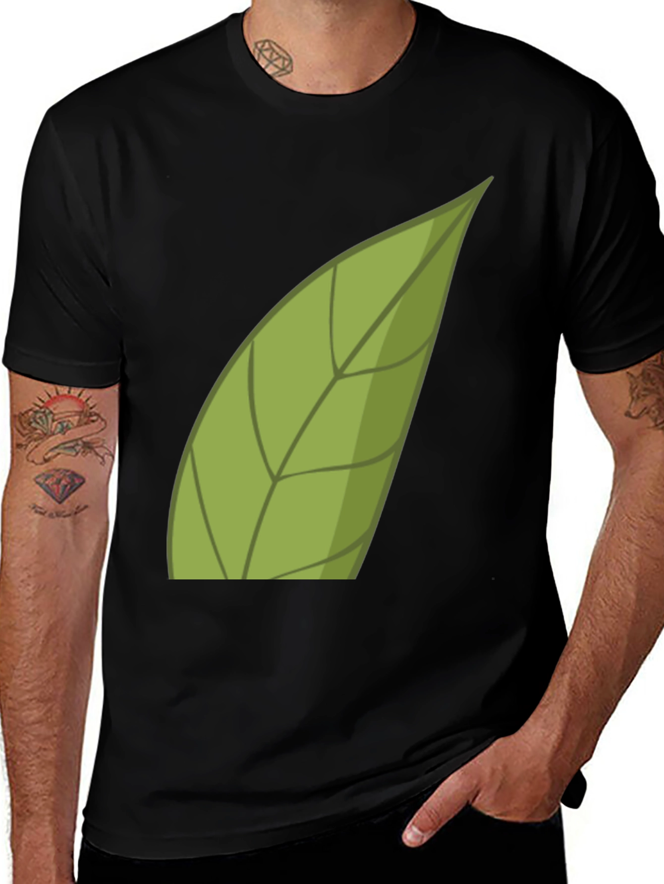 Variant 21 of Green Leaf Graphic Tee - Nature Inspired Shirt