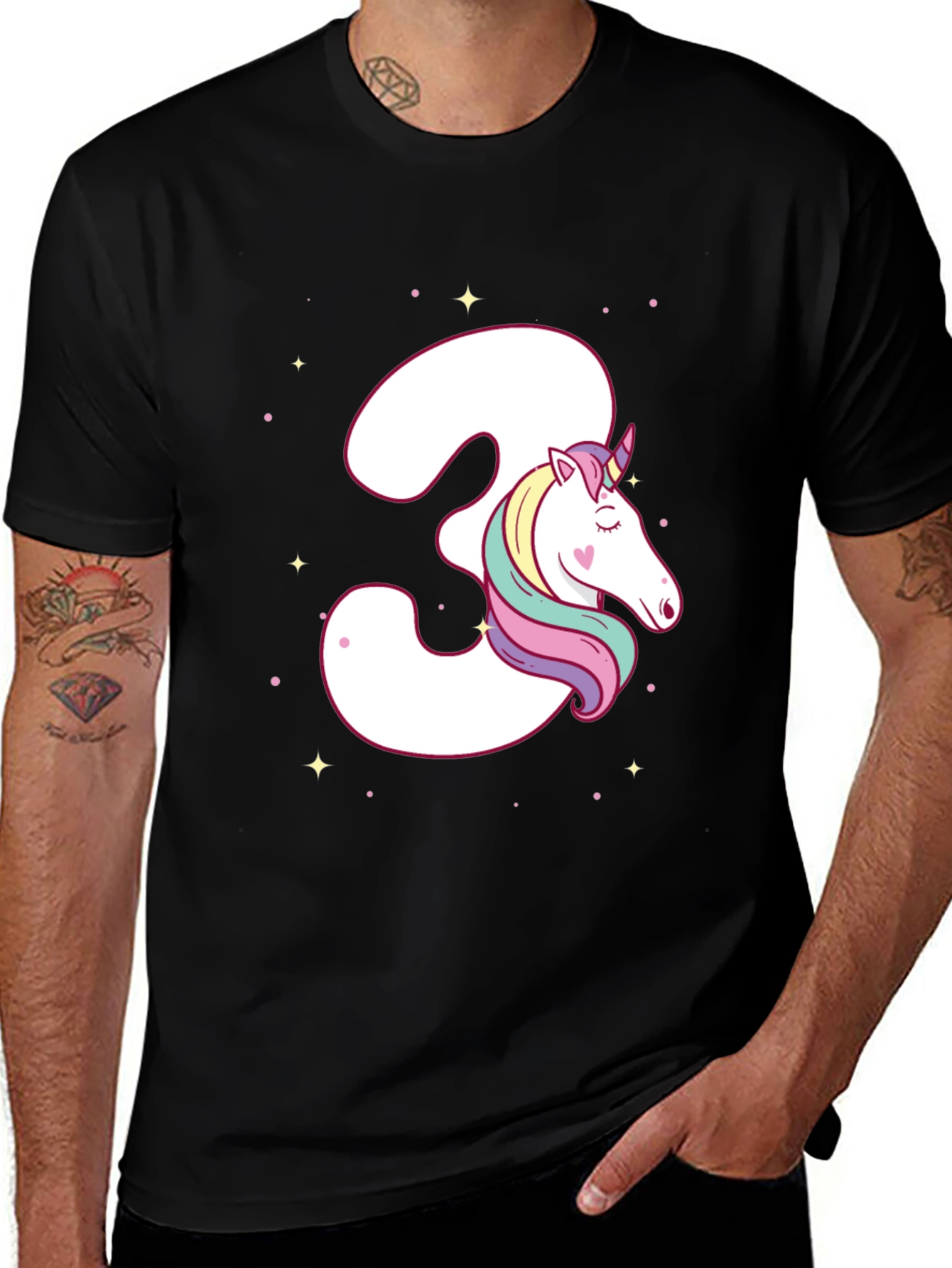 Variant 15 of Unicorn 3rd Birthday Black T-Shirt