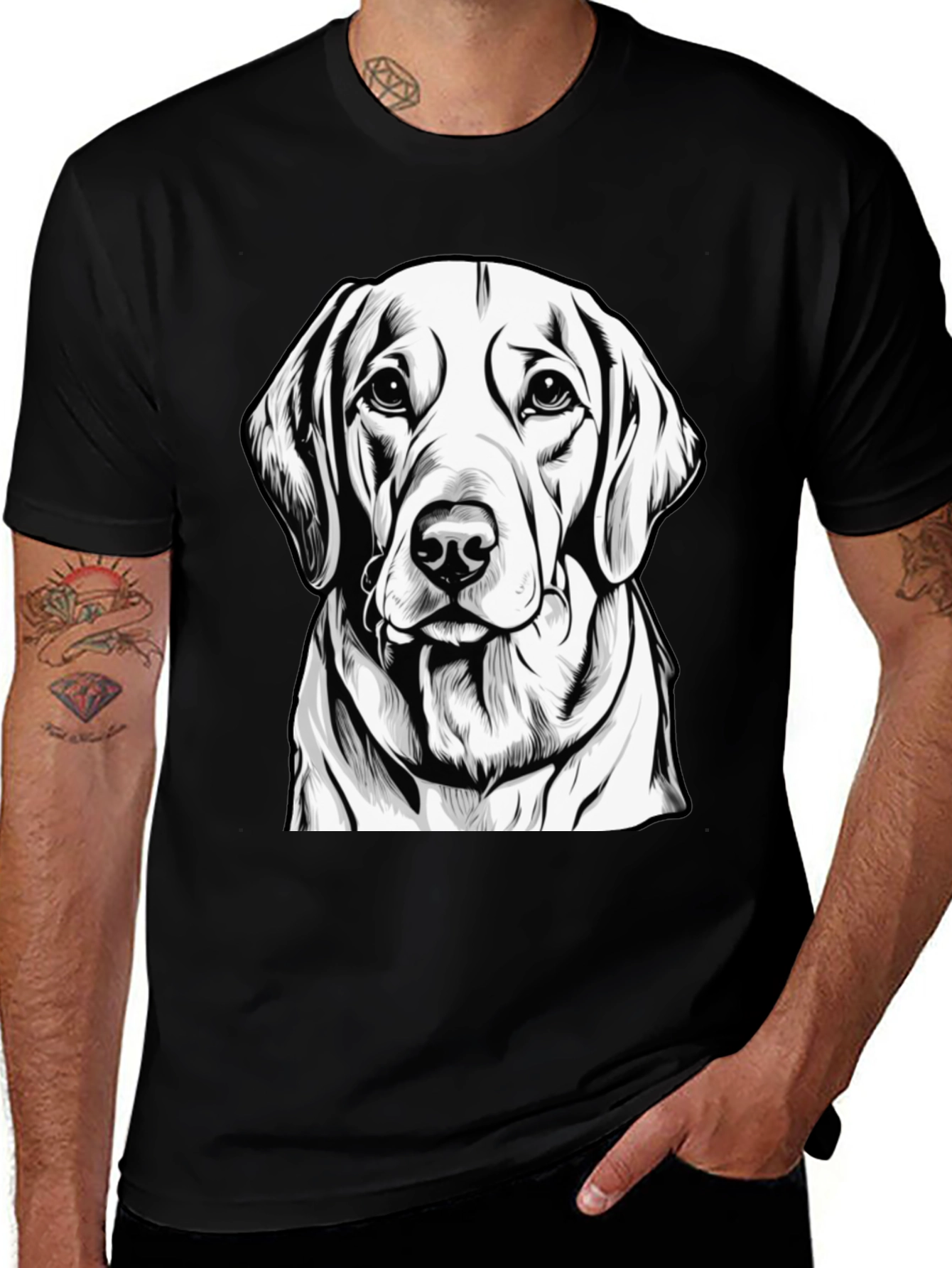 Variant 18 of Dog Portrait Graphic Tee - Men's Black T-Shirt