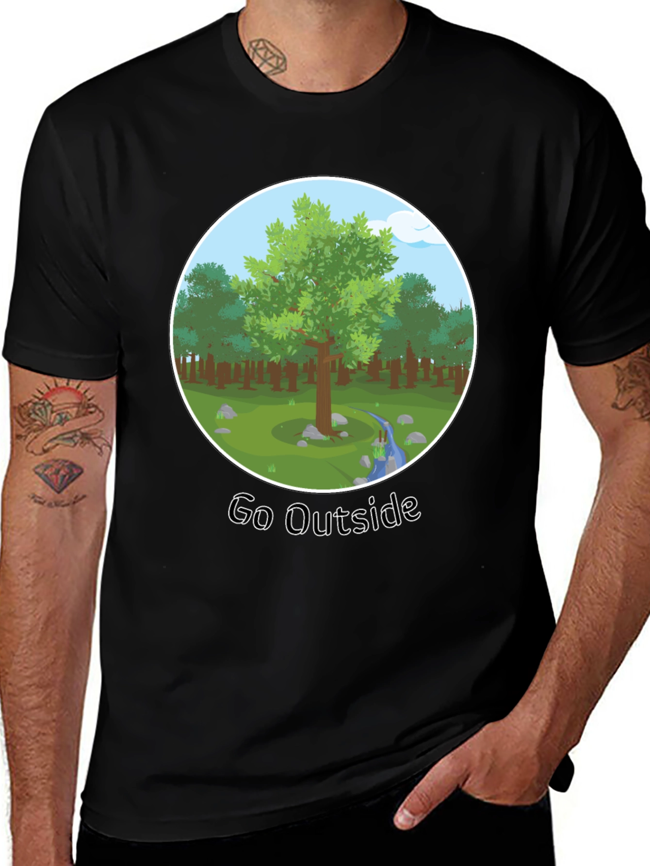Variant 19 of Nature Scene Tee: Go Outside Graphic Print