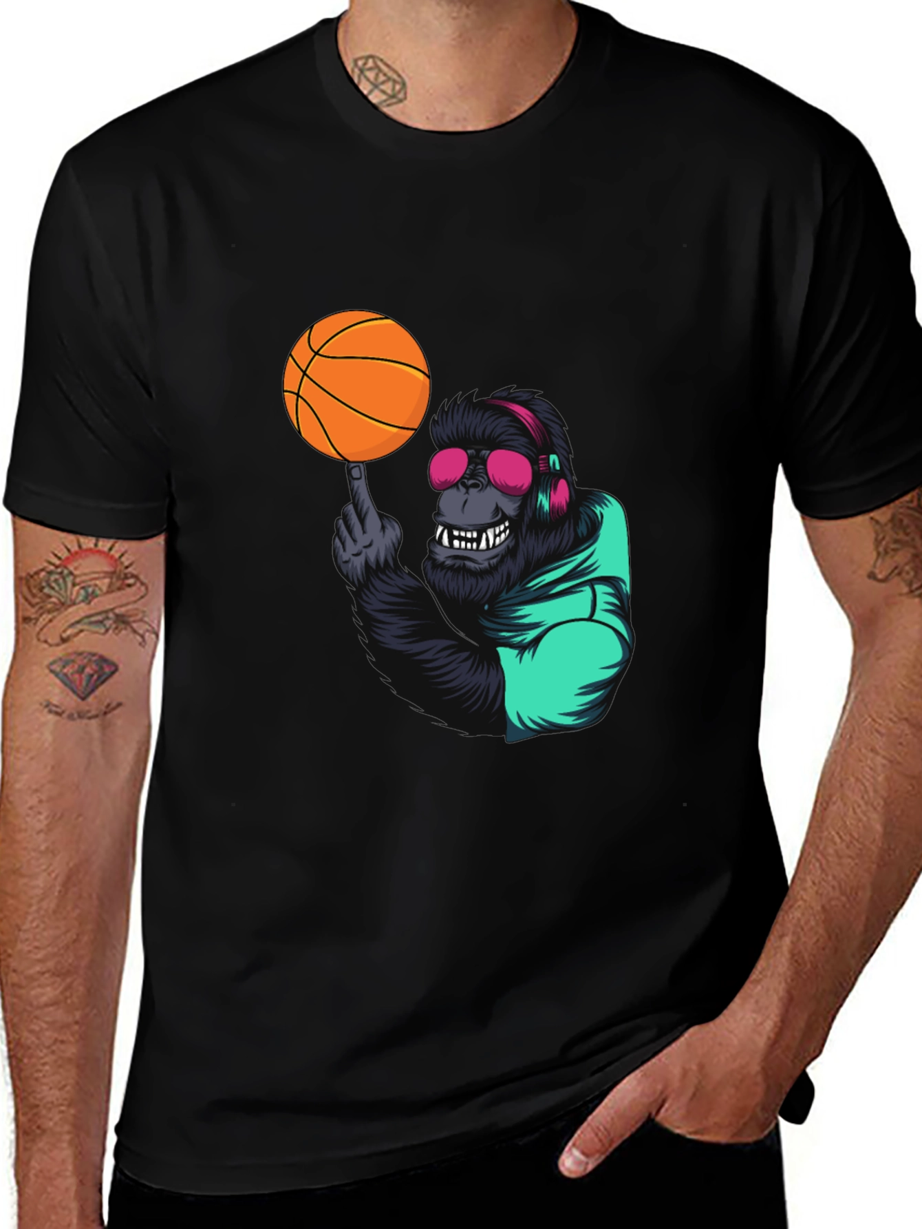 Variant 19 of Cool Gorilla Basketball Graphic Tee