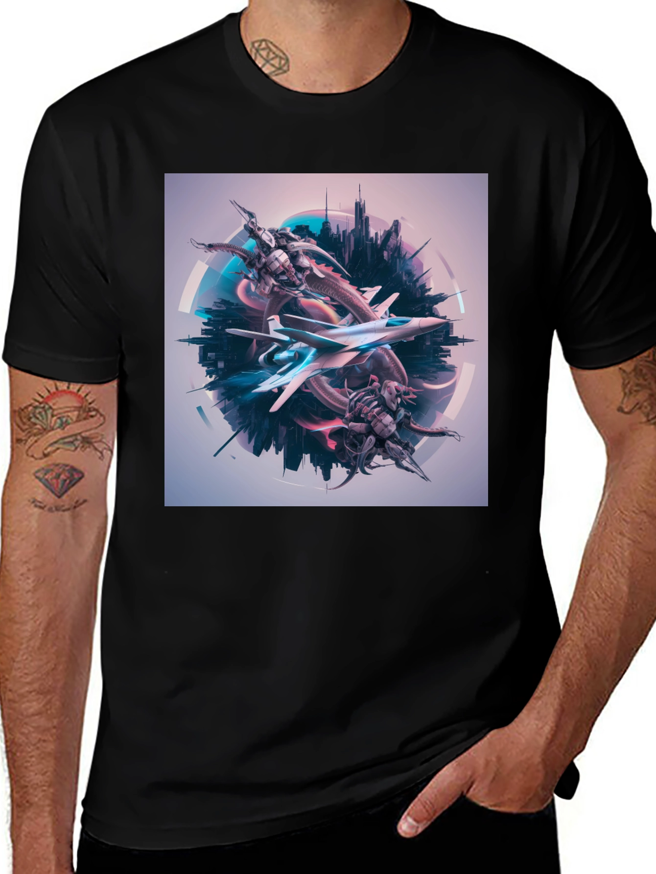 Variant 15 of Sci-Fi Jet Fighter Graphic T-Shirt