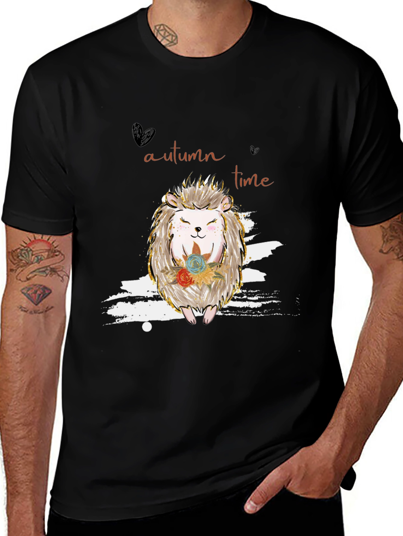 Variant 12 of Autumn Hedgehog Black T-Shirt