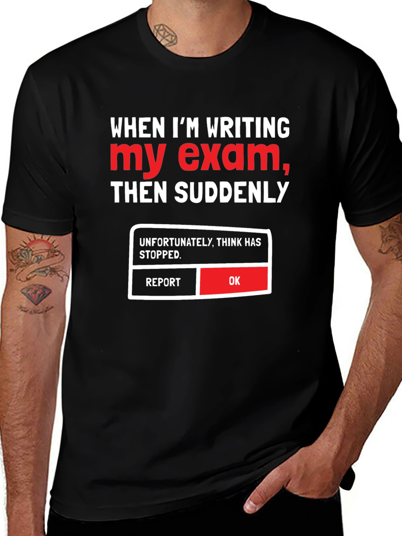 Variant 24 of Funny Exam T-Shirt - Think Has Stopped