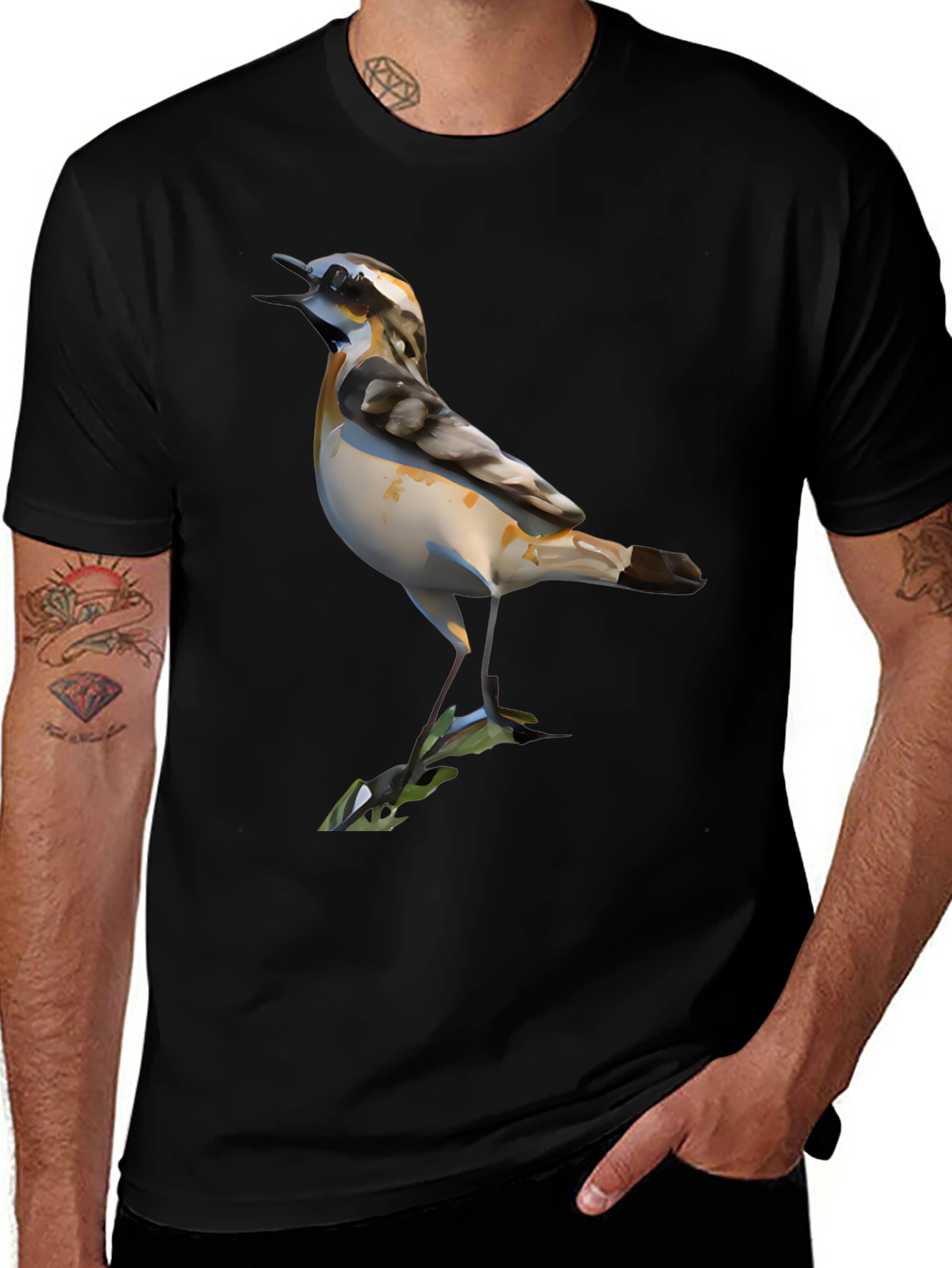 Variant 30 of Bird Graphic Black T-Shirt for Men