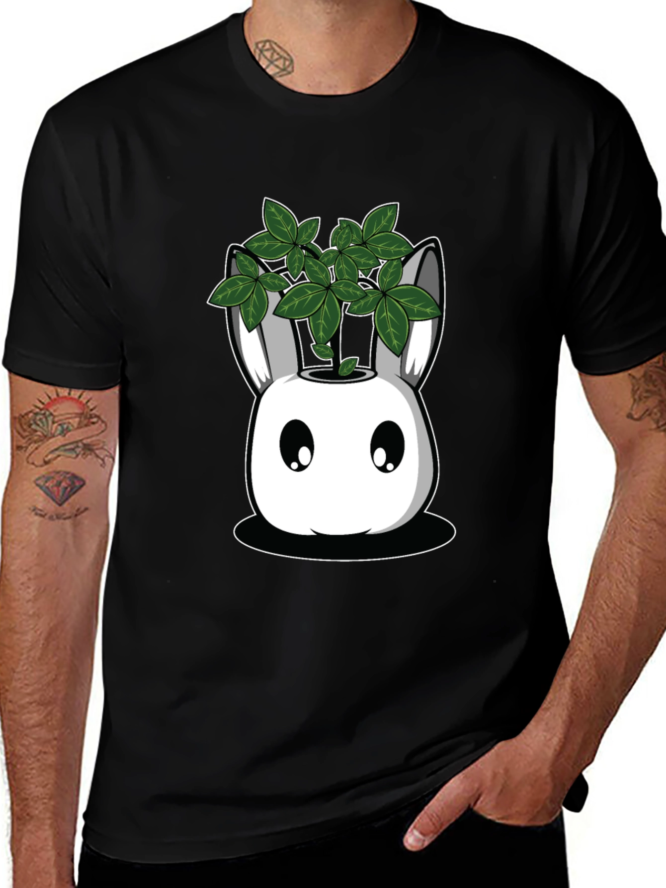 Variant 2 of Bunny Planter Graphic Tee - Black Cotton Blend