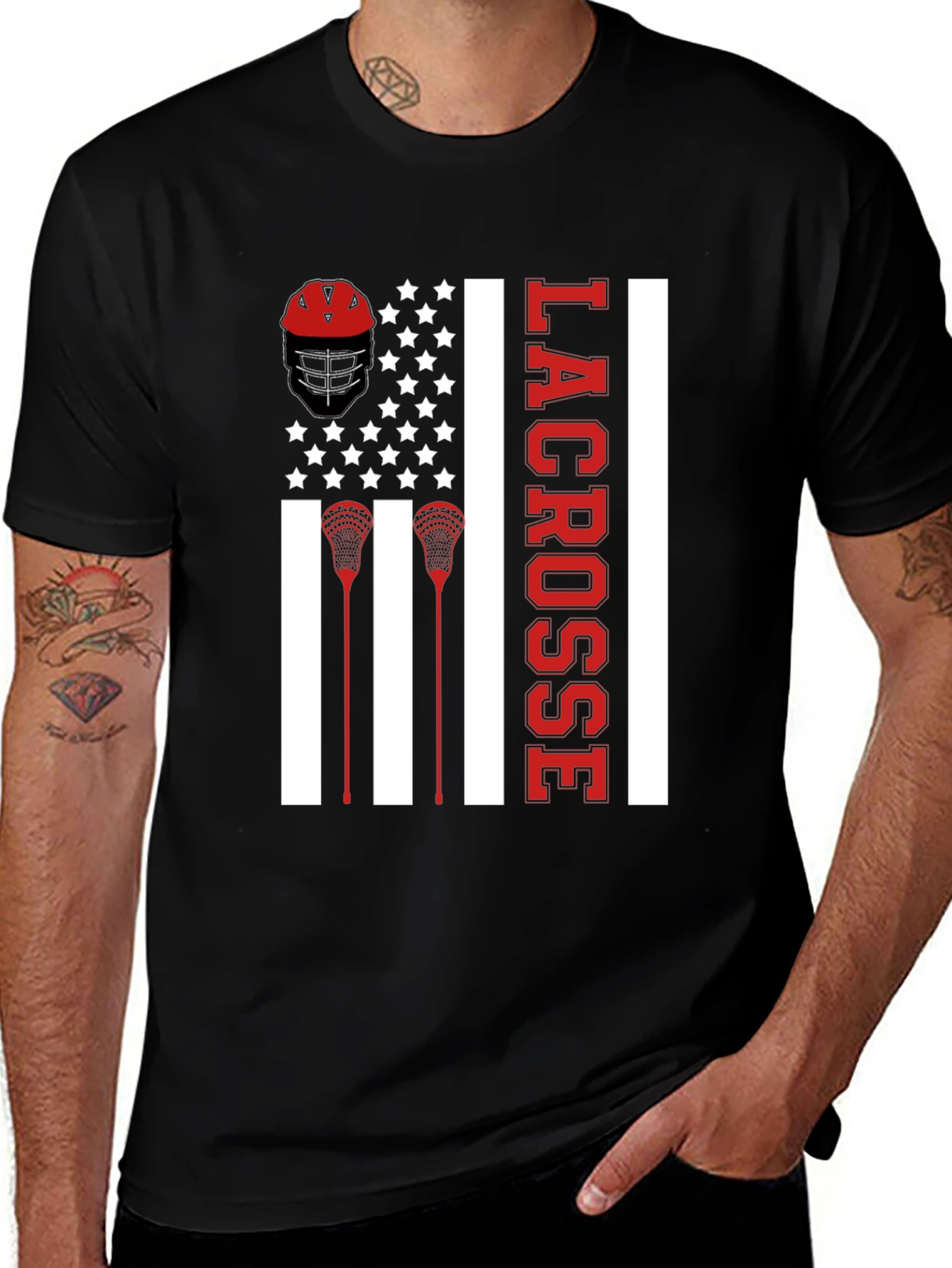 Variant 8 of Lacrosse American Flag T-Shirt