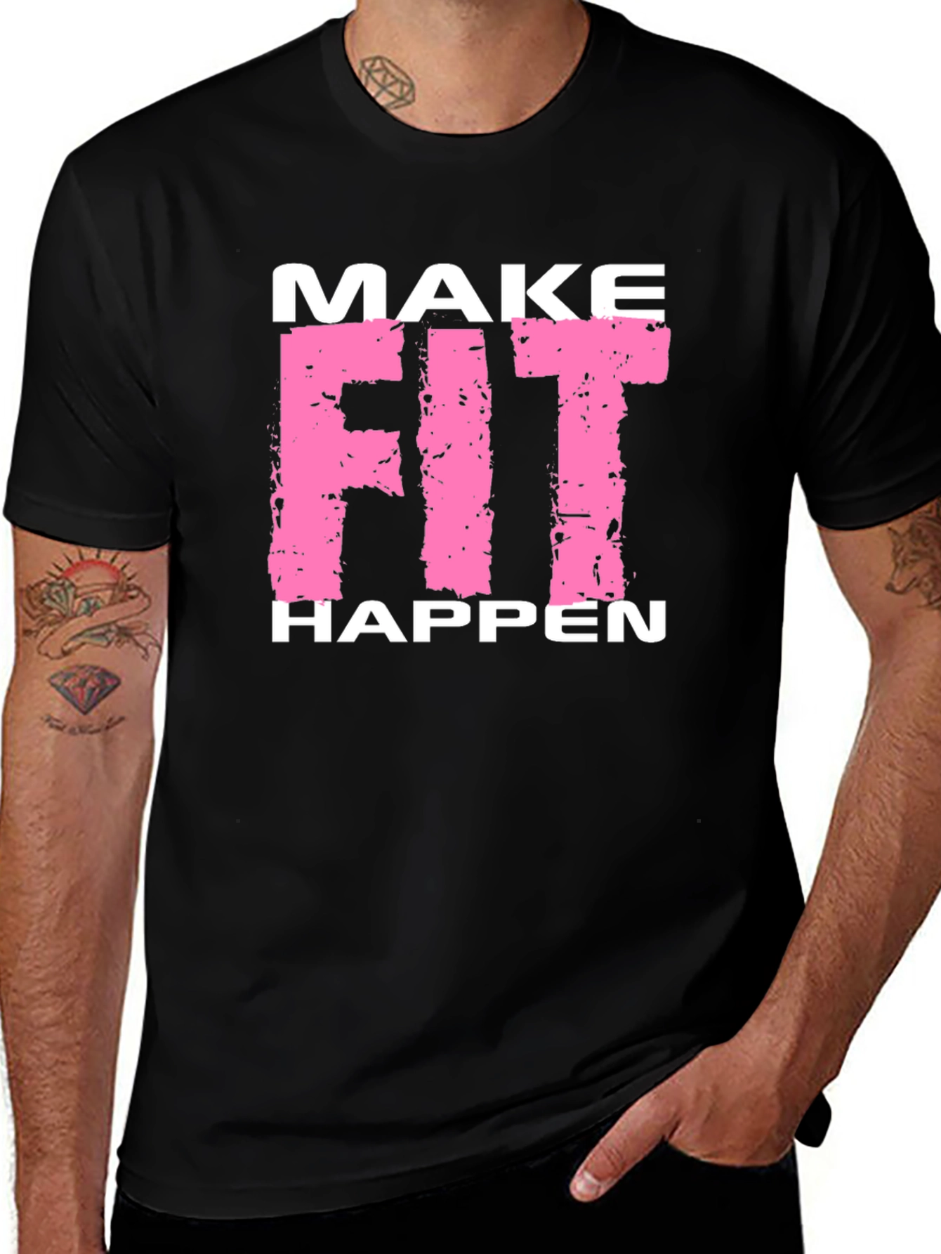 Variant 20 of Make Fit Happen Black Graphic T-Shirt