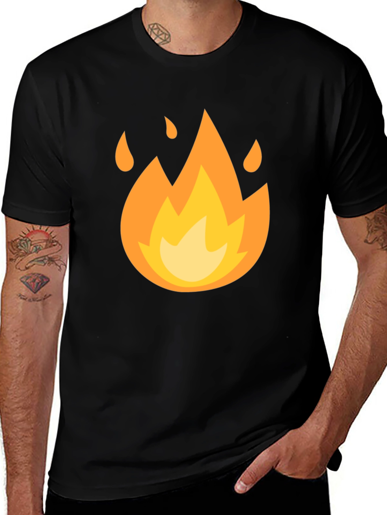 Flame Graphic Tee - Trendy Black T-Shirt