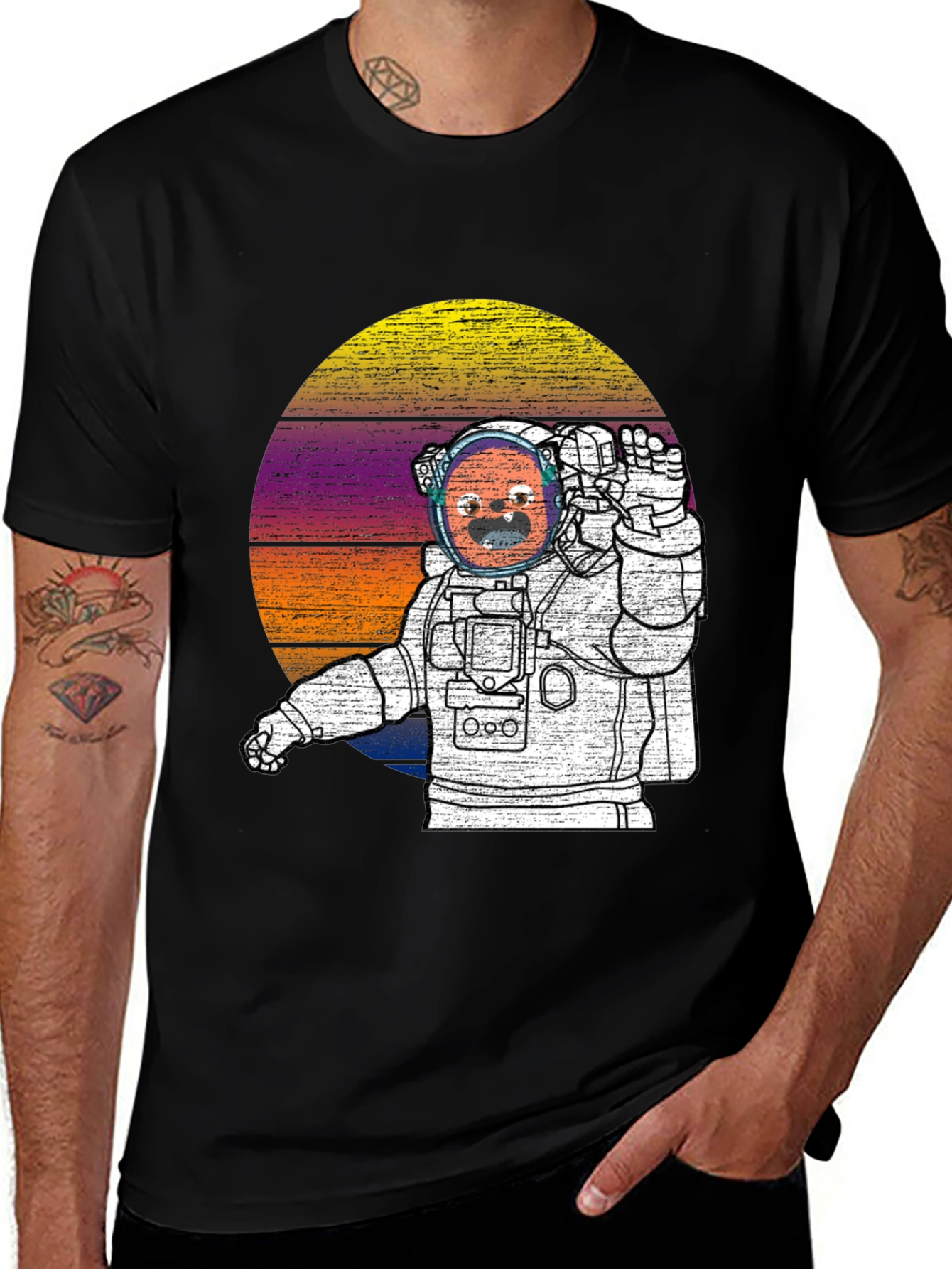 Variant 22 of Astronaut Dog Retro T-Shirt - Cool Graphic Tee
