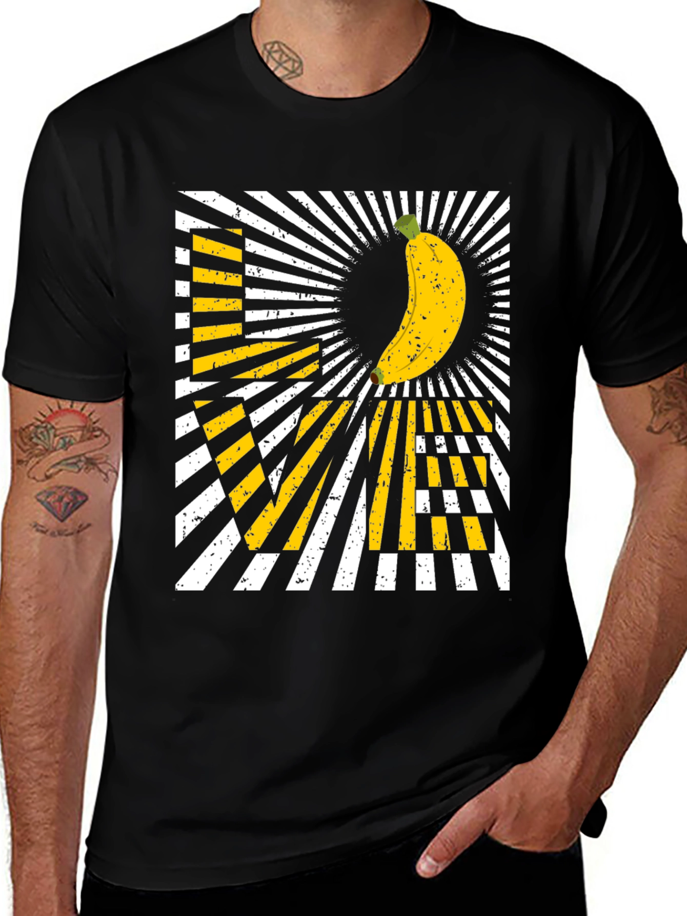 Variant 24 of Banana Love Graphic T-Shirt - Men's Black Tee