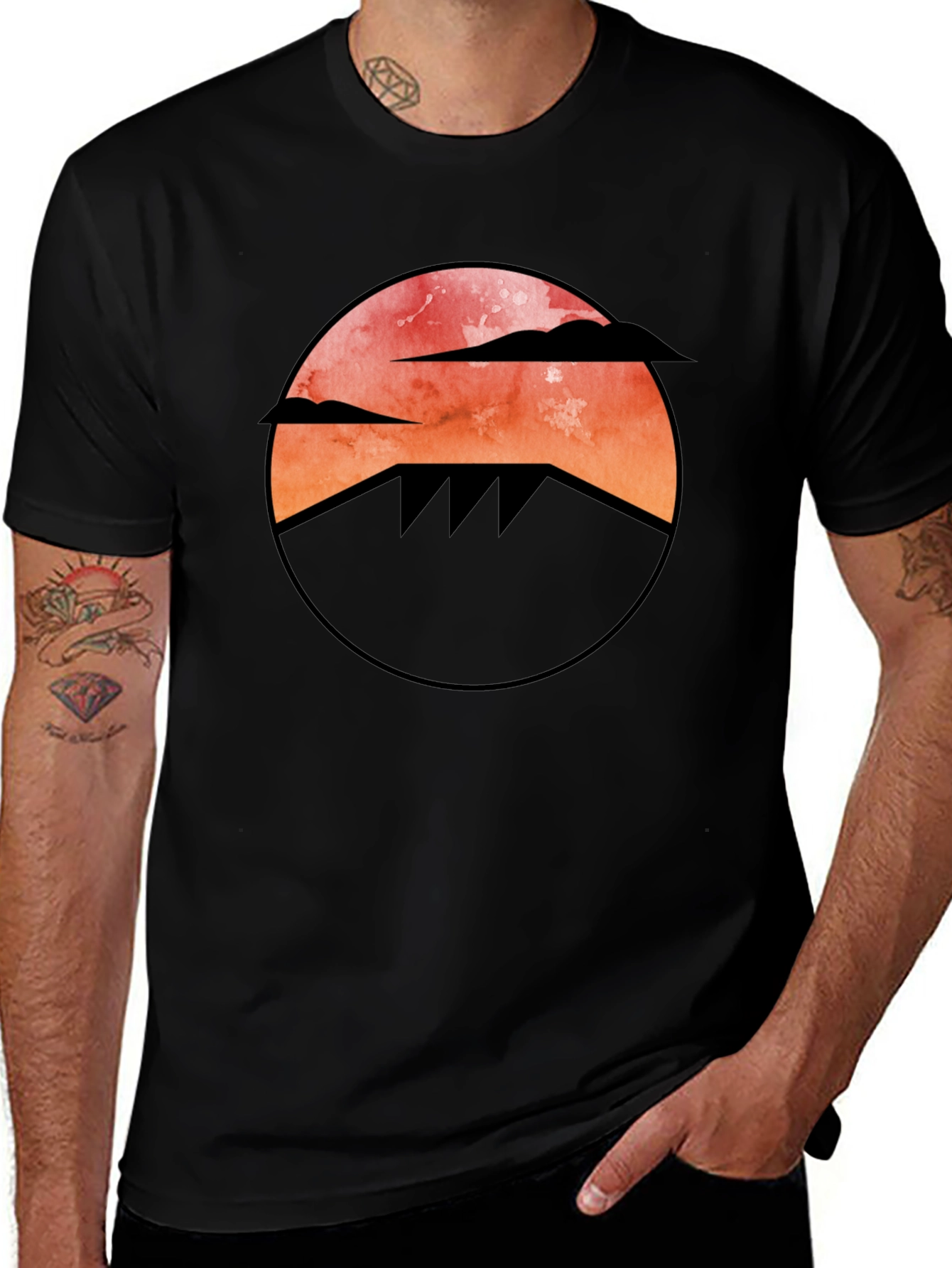 Variant 13 of Sunset Mountain Graphic Tee - Cool Casual Style