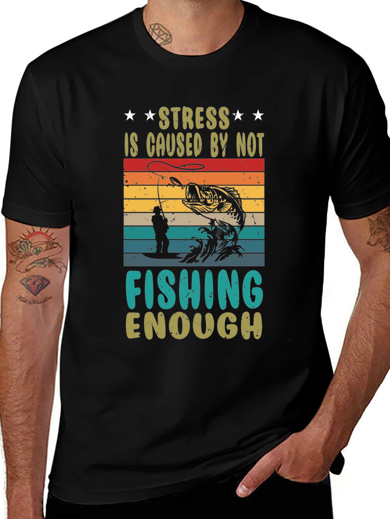 Variant 10 of Stress Fishing T-Shirt: Fishing is Enough