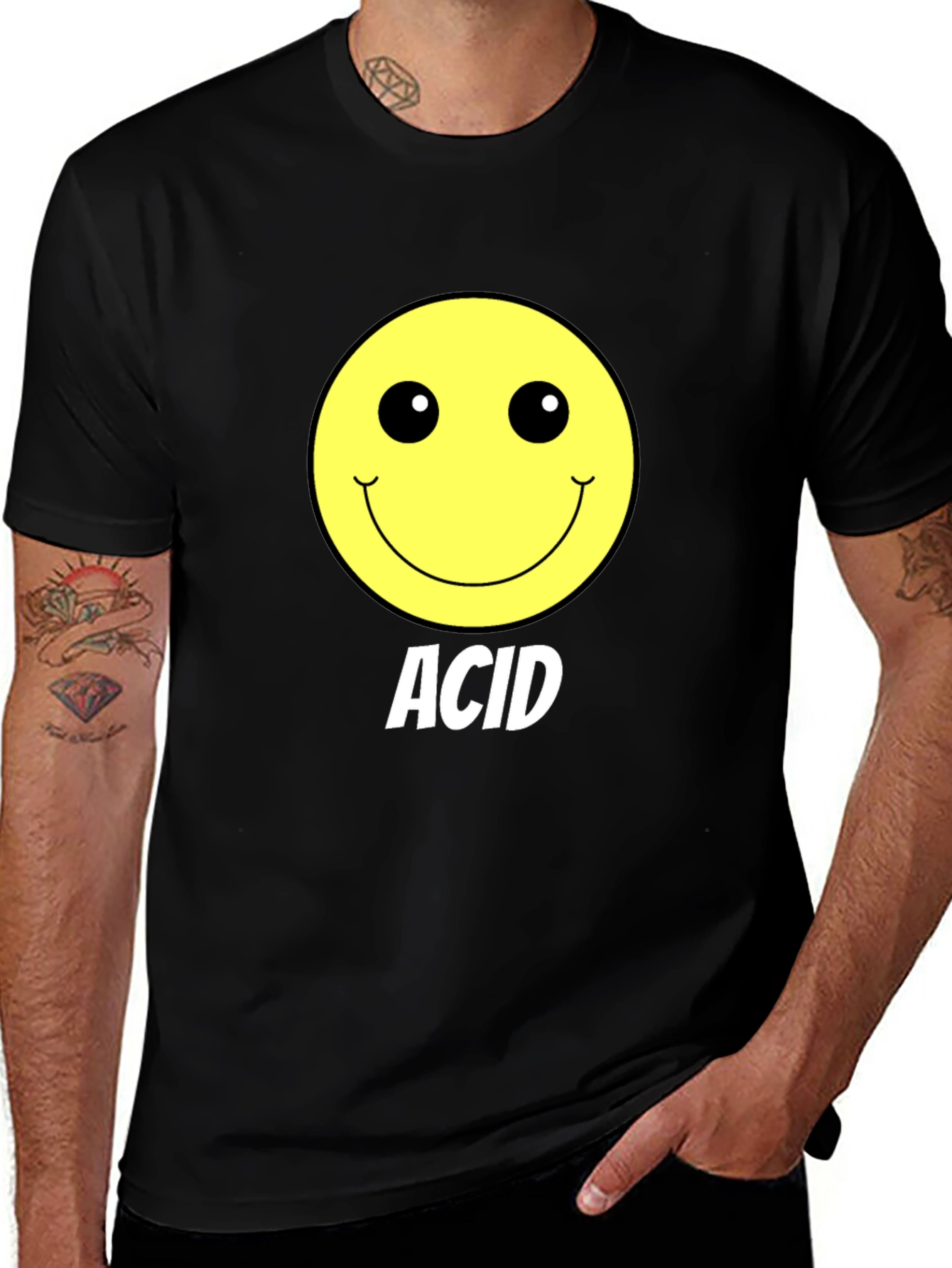 Variant 27 of Acid Smiley Face Black T-Shirt