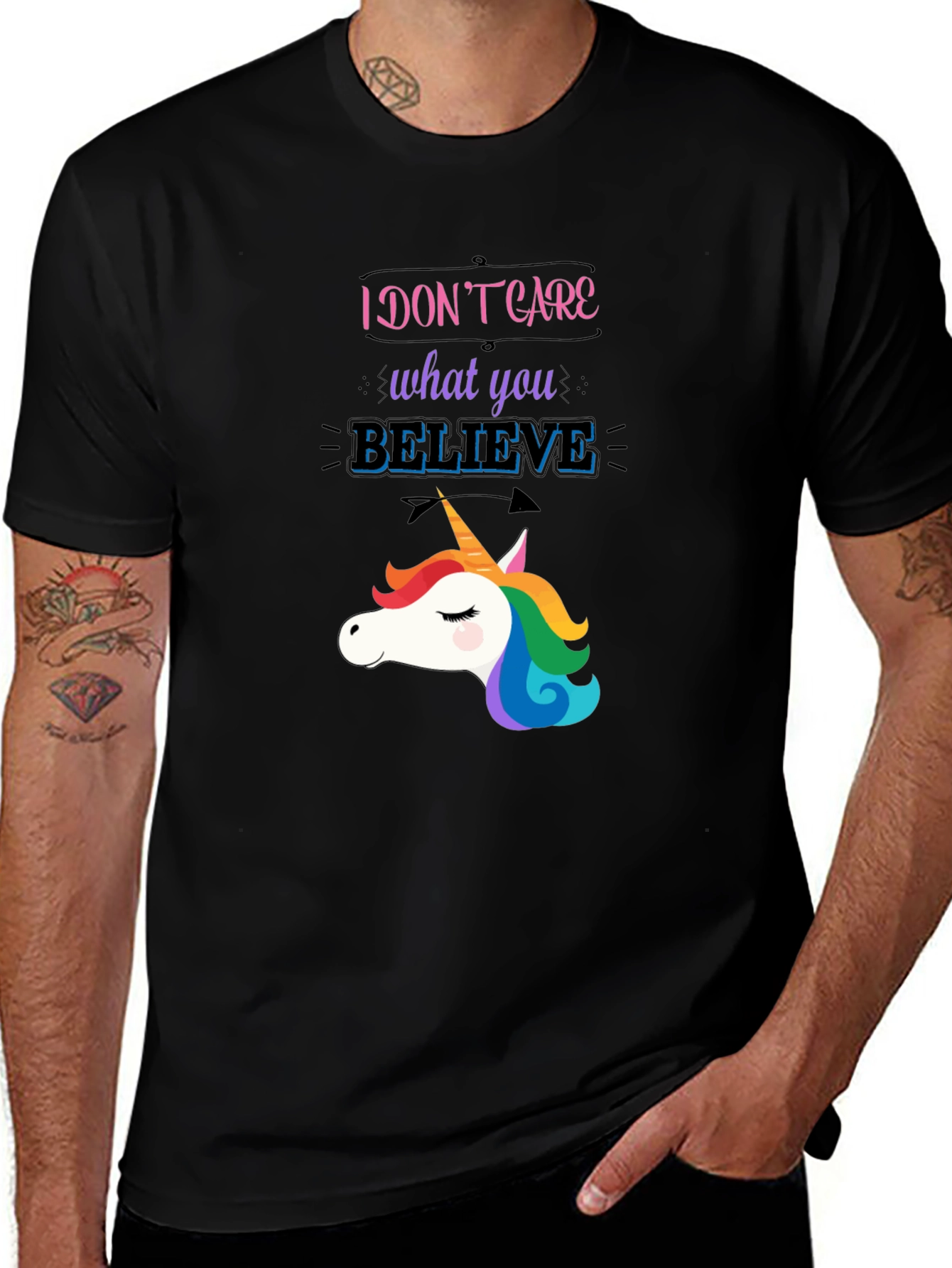 Variant 7 of Unicorn Believe Graphic T-Shirt - Black