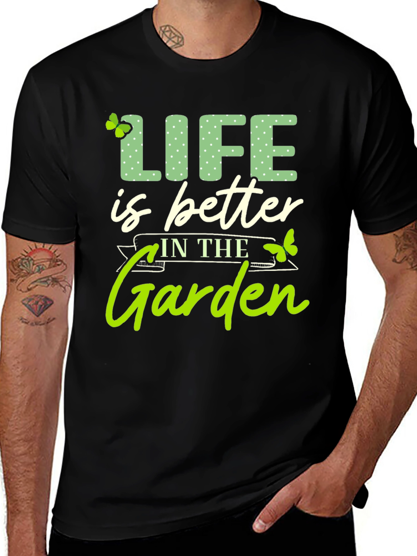 Variant 2 of Life is Better in the Garden T-Shirt - Black