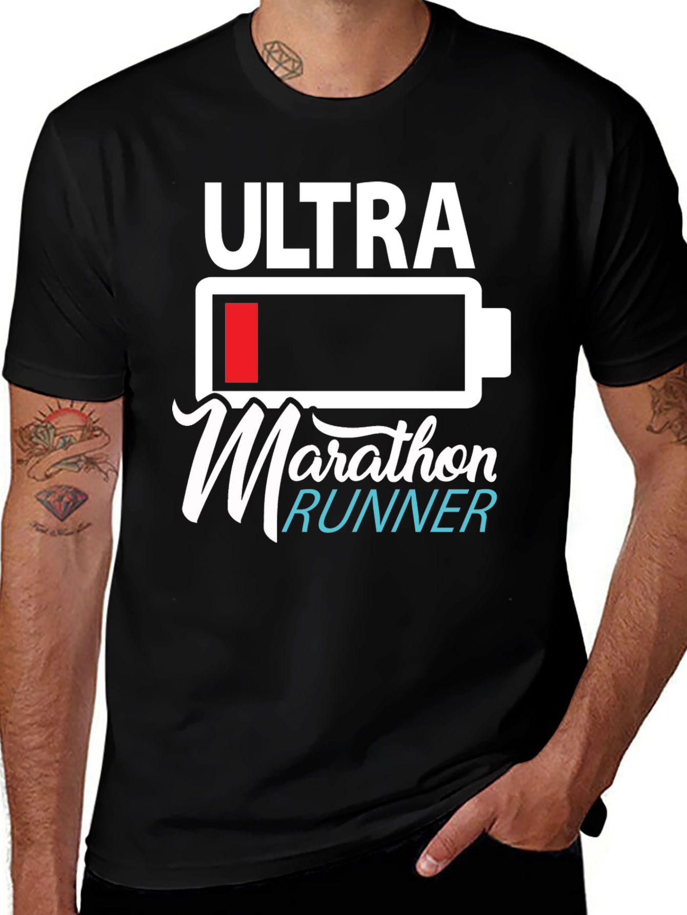 Variant 2 of Ultra Marathon Runner Graphic T-Shirt - Black Cotton Blend