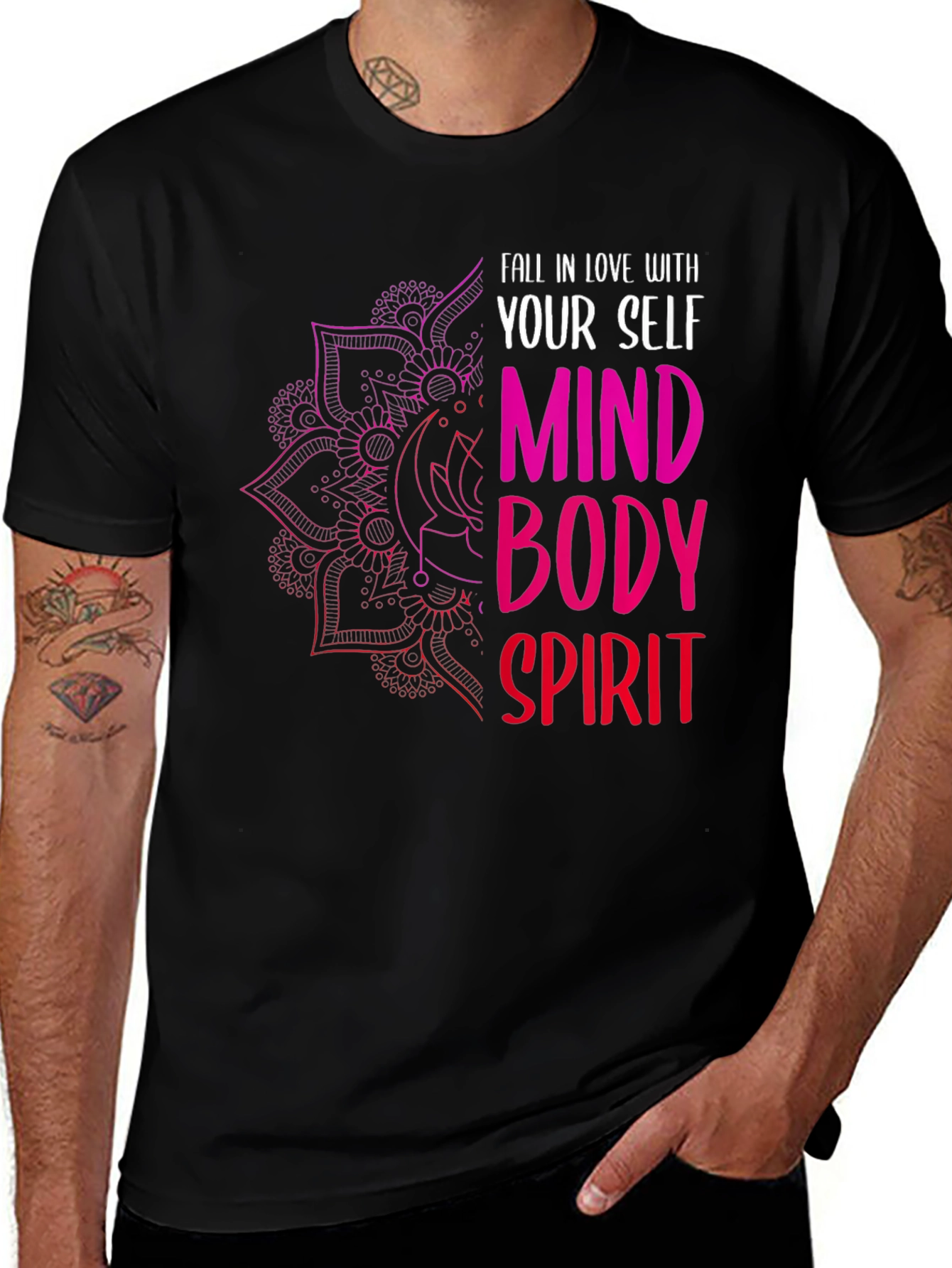 Variant 13 of Mind Body Spirit T-Shirt - Fall in Love with Yourself Design