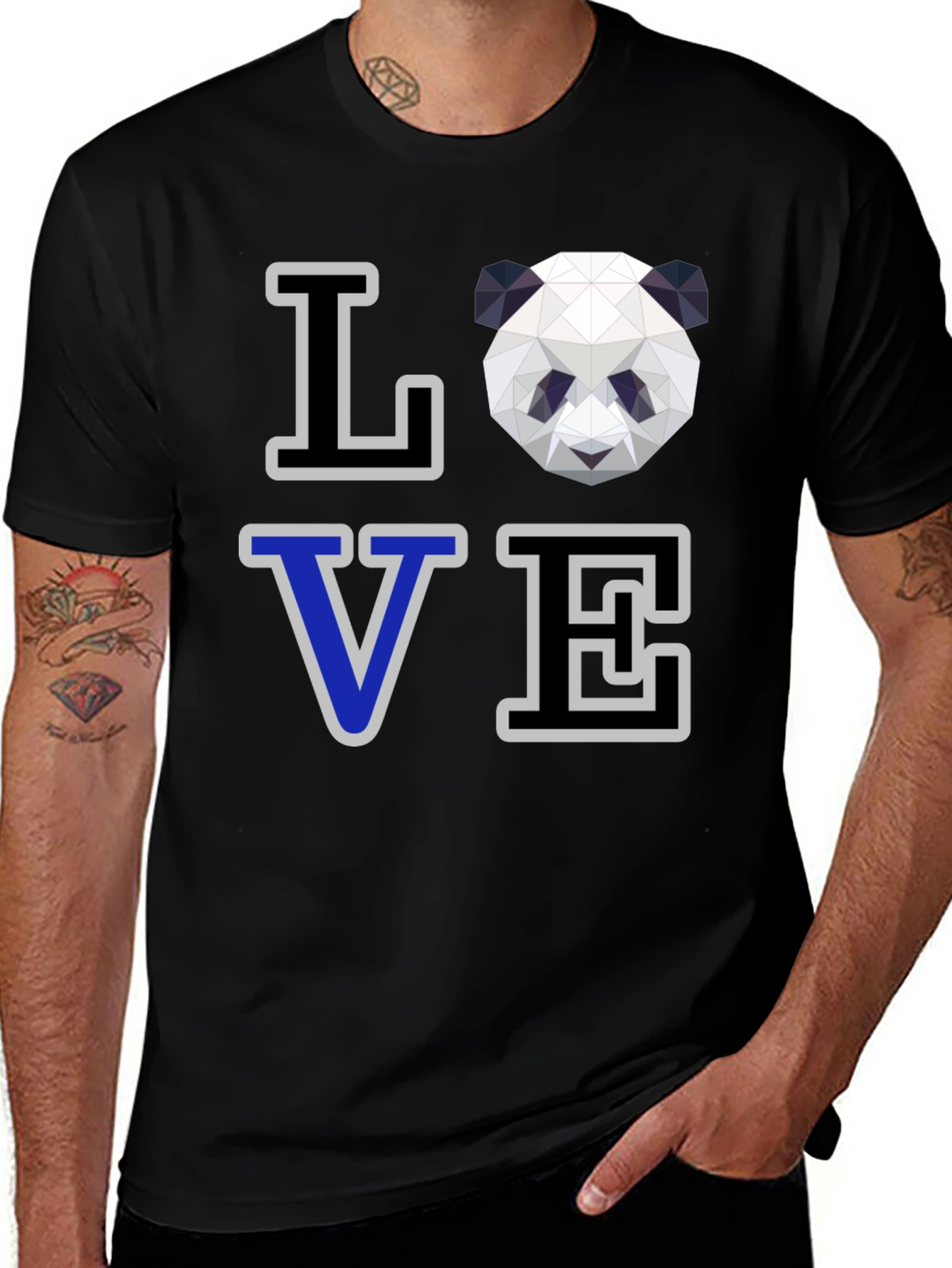 Variant 5 of Geometric Panda Love Graphic T-Shirt