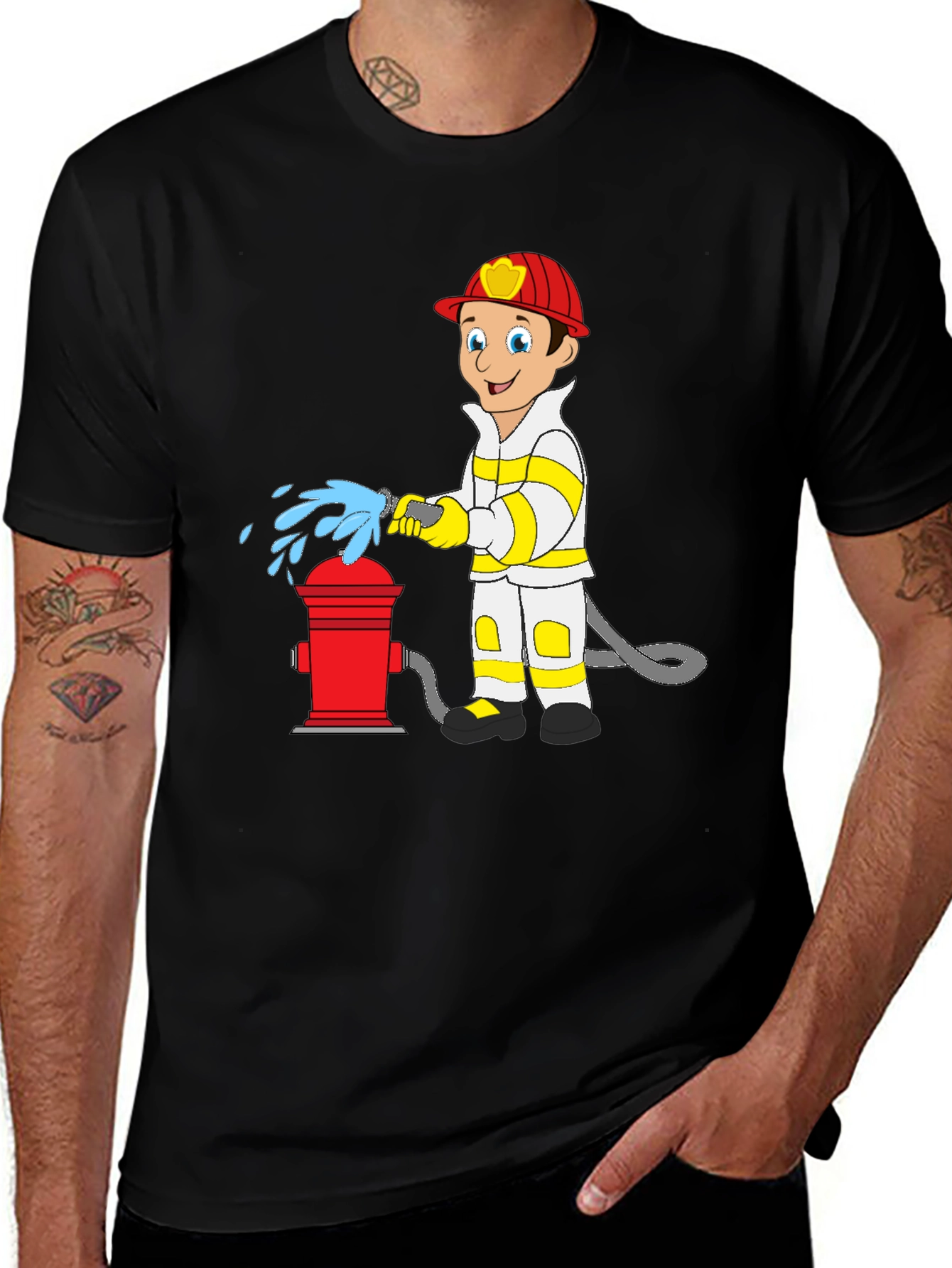 Variant 5 of Cartoon Fireman T-Shirt - Fire Hydrant Fun!
