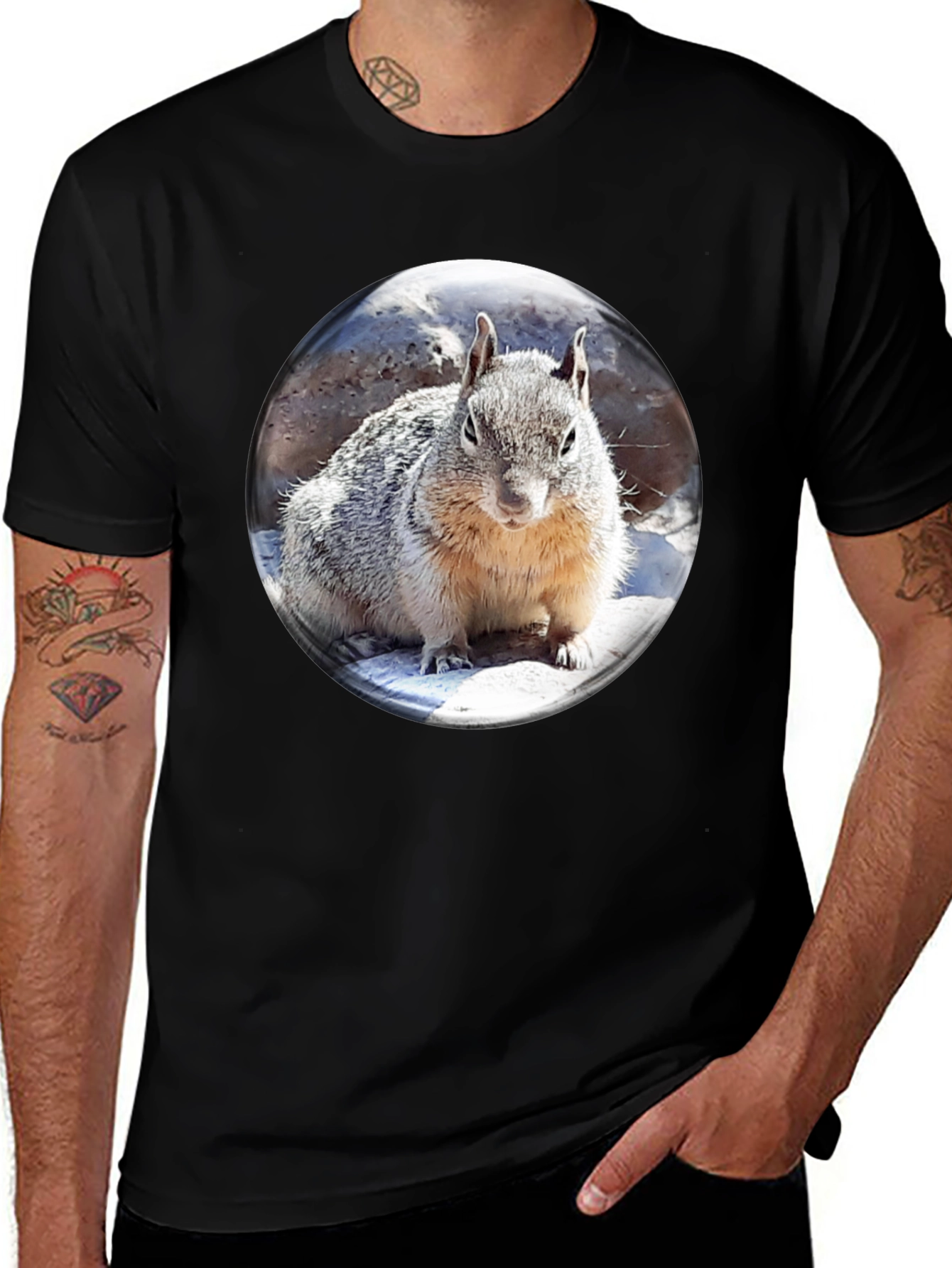 Variant 15 of Squirrel in Bubble Black T-Shirt