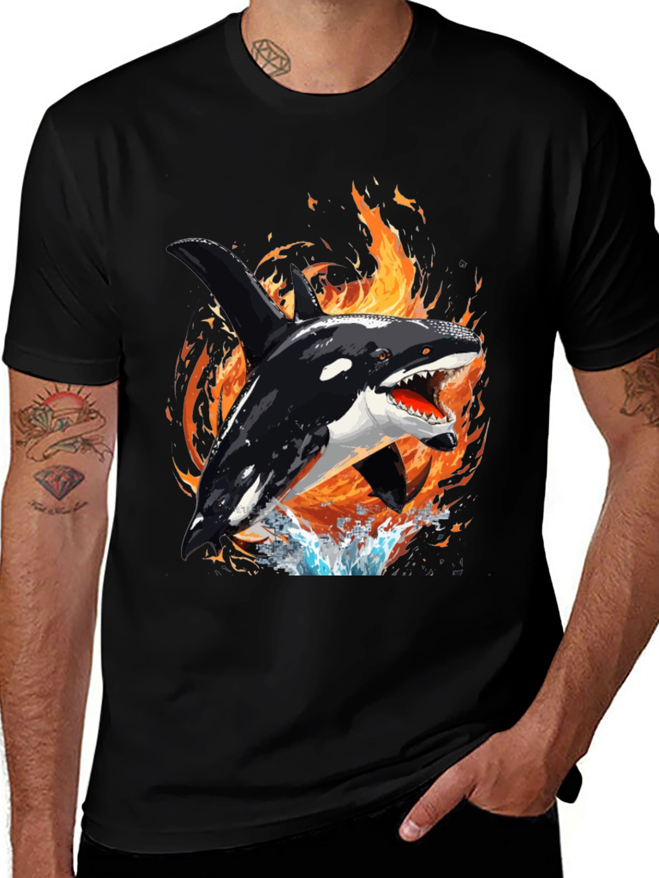 Variant 4 of Orca on Fire Graphic Tee