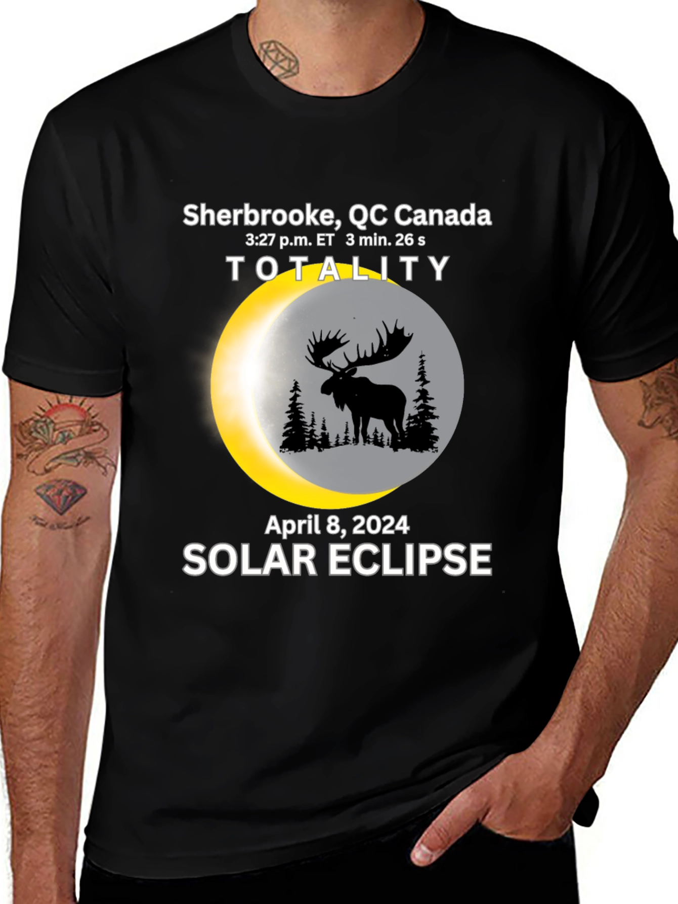 Variant 24 of Sherbrooke Canada Solar Eclipse 2024 Moose T-Shirt