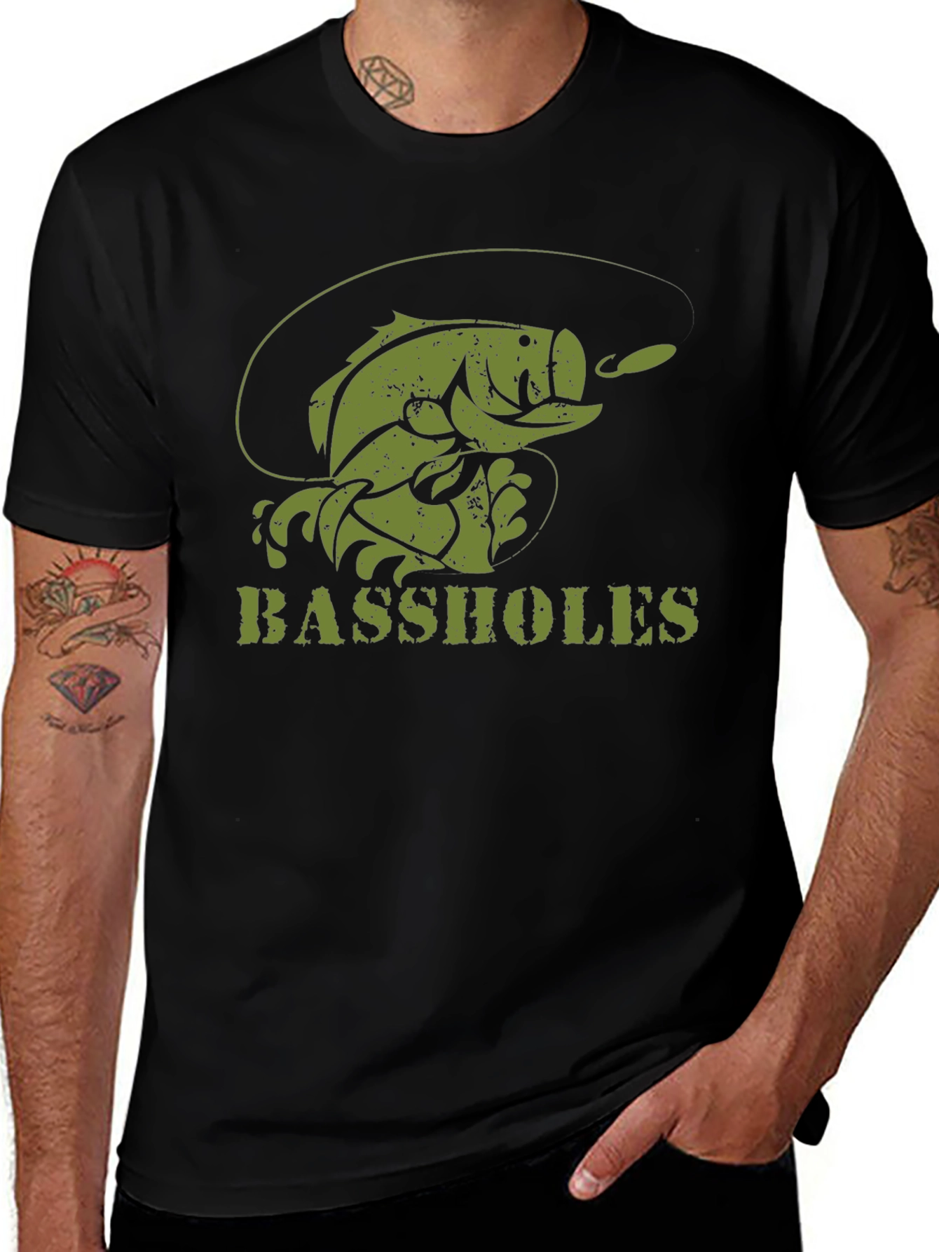 Variant 26 of Bassholes Fishing Graphic Tee - Black
