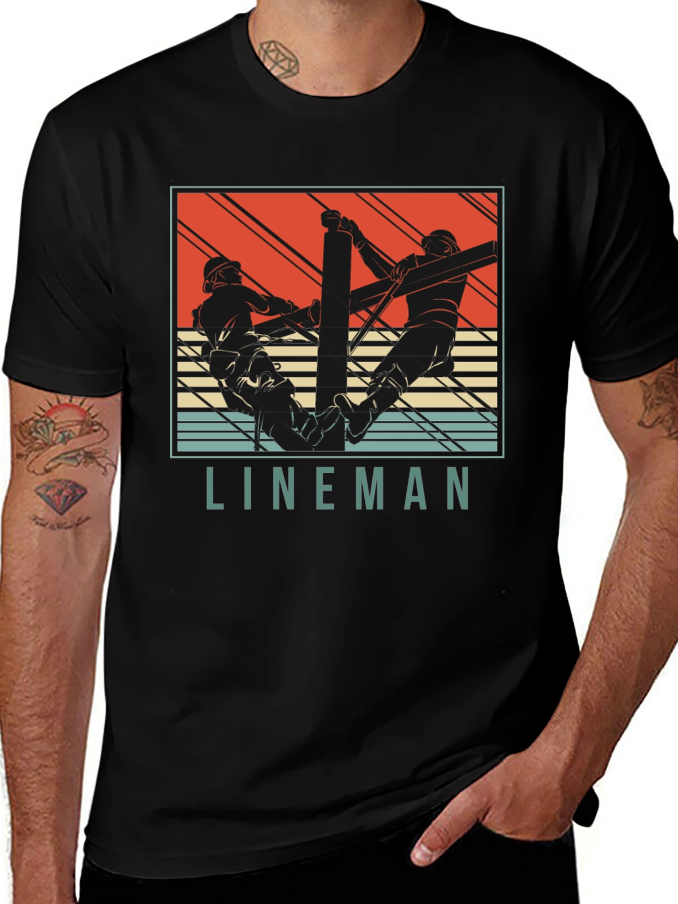 Variant 11 of Lineman Retro Style Graphic T-Shirt