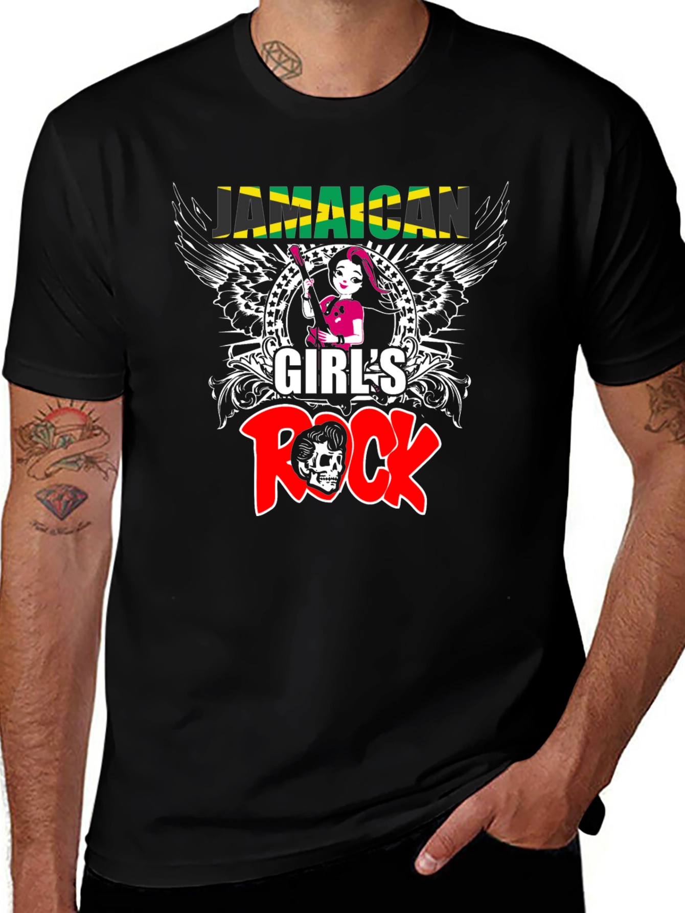Jamaican Girl's Rock T-Shirt - Skull Graphic Tee