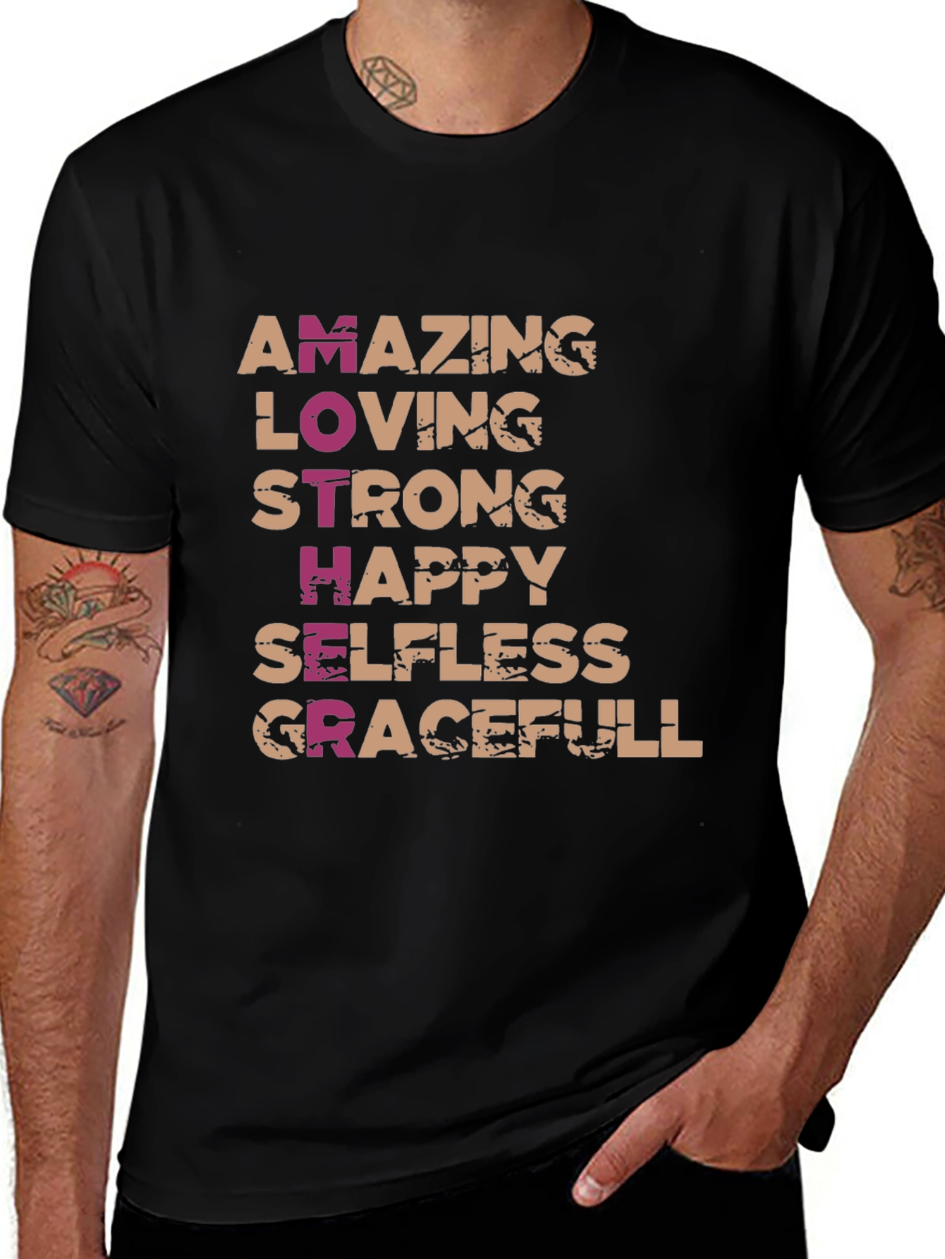 Amazing Mother T-Shirt - Loving, Strong, Happy, Graceful