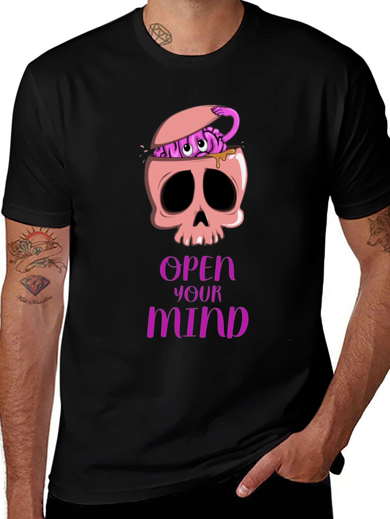 Variant 27 of Open Your Mind Skull Brain Graphic Tee