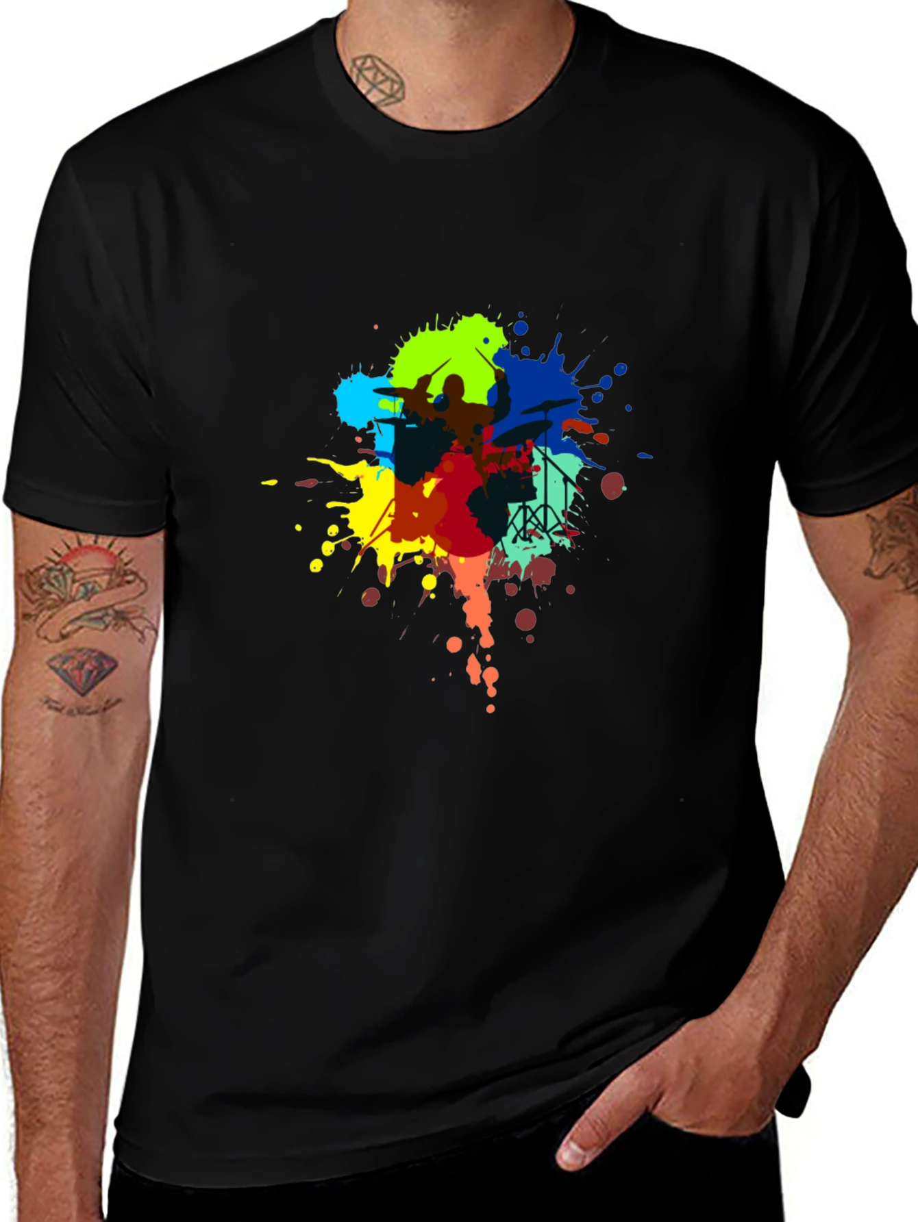 Variant 24 of Drummer Paint Splatter Black T-Shirt