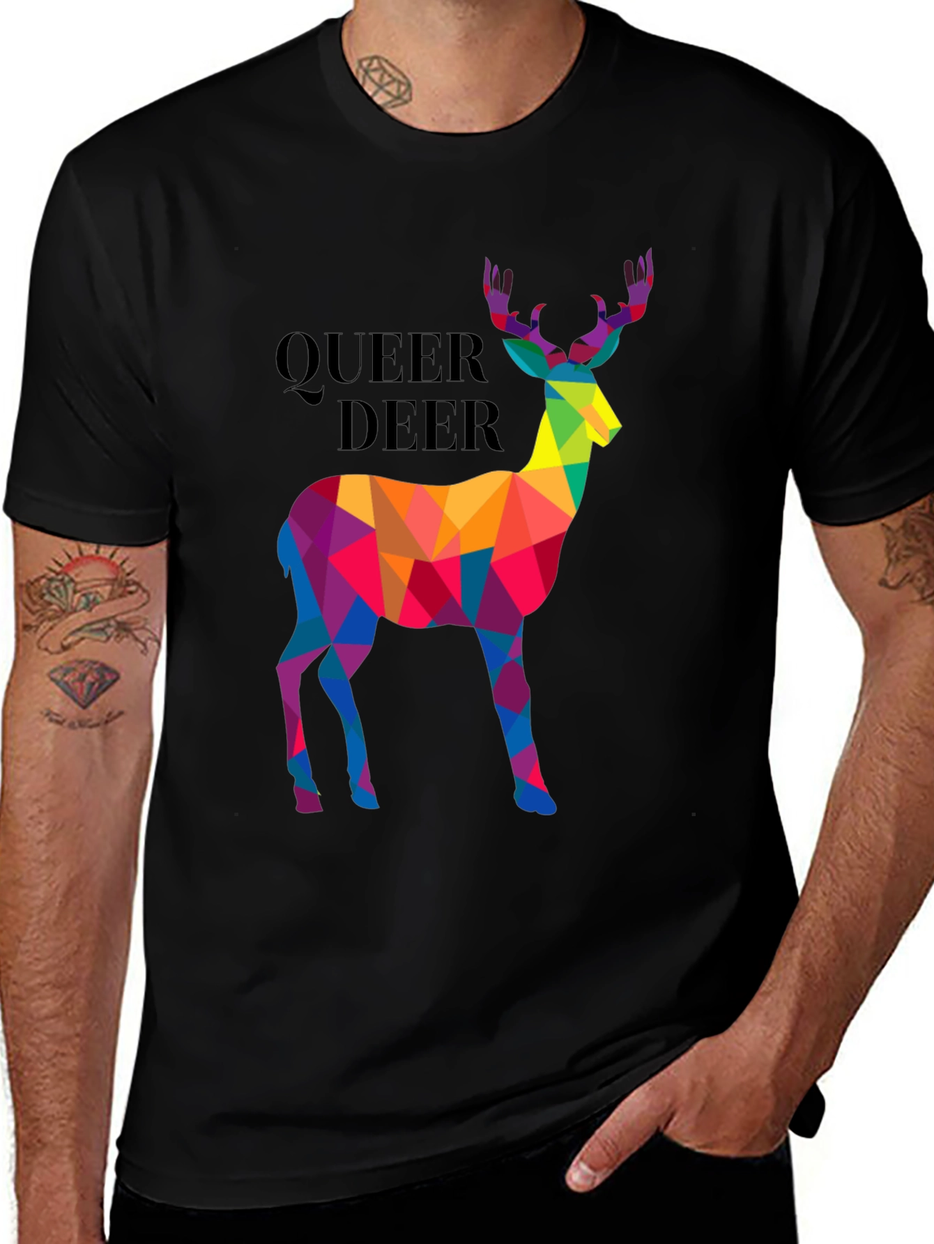 Variant 20 of Queer Deer Graphic Tee - Rainbow Pride