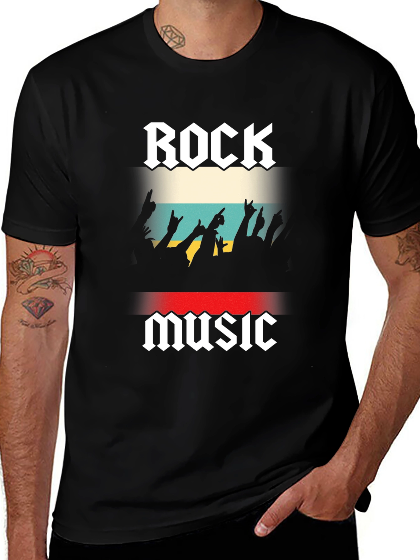 Variant 21 of Rock Music Graphic Tee - Black Cotton T-Shirt