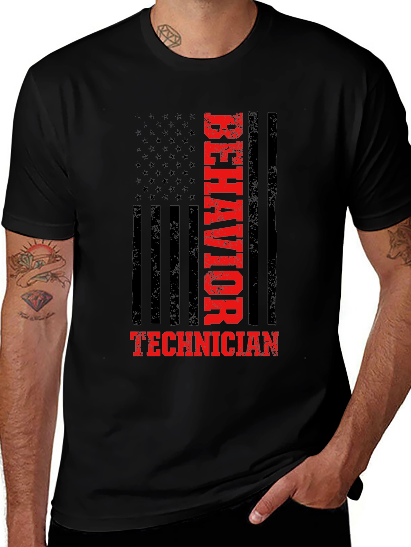 Behavior Technician American Flag Graphic T-Shirt