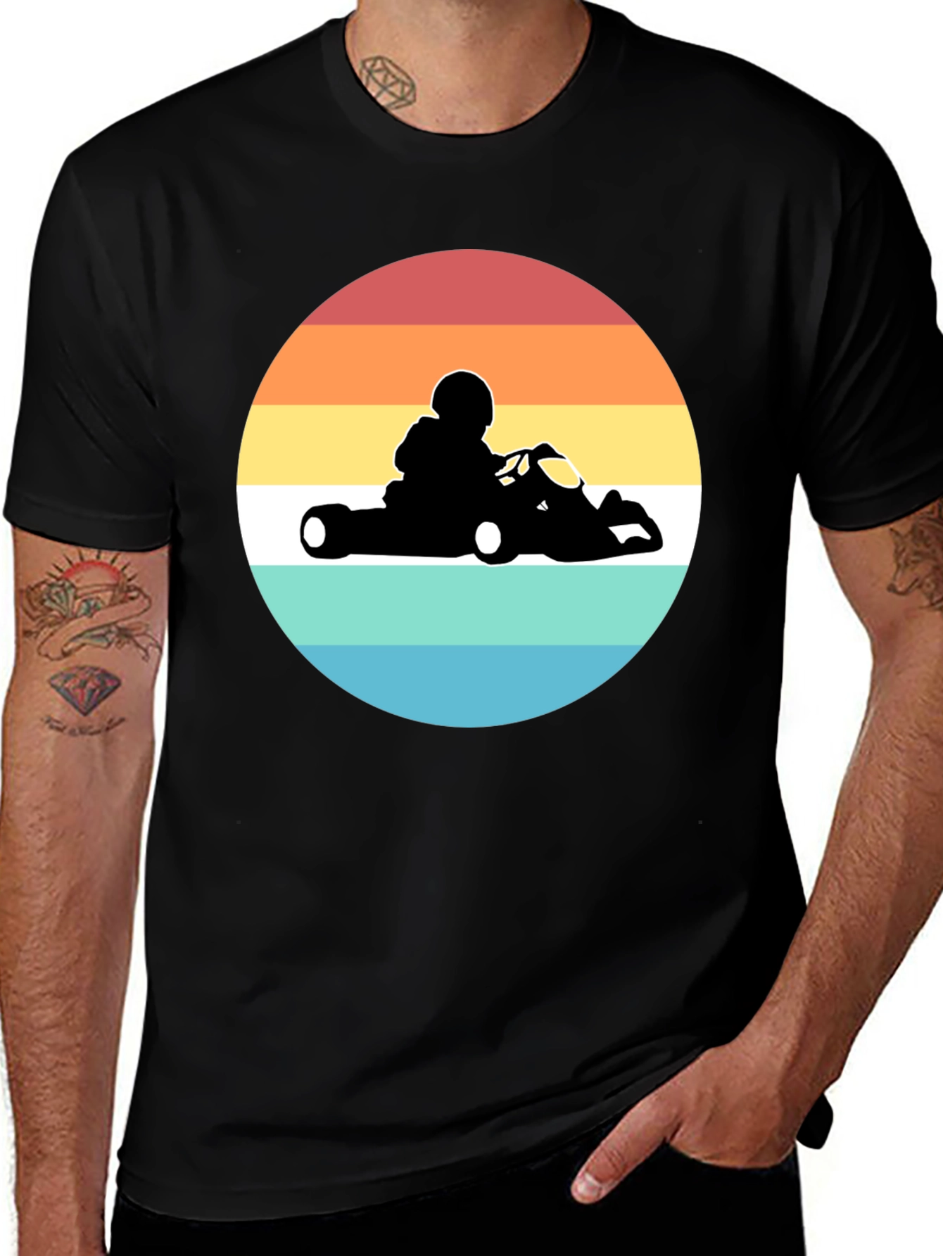 Variant 18 of Retro Go-Kart Racing T-Shirt - Black