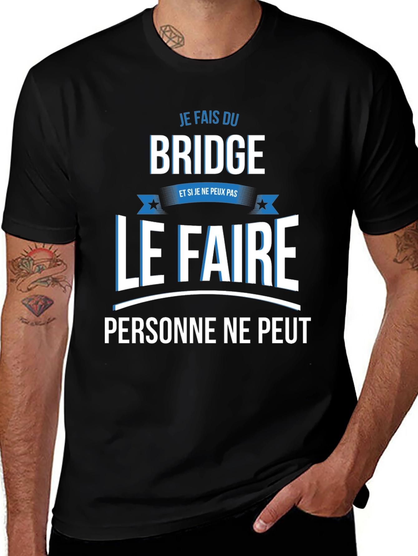 Variant 18 of Je Fais Du Bridge T-Shirt - Unique French Saying