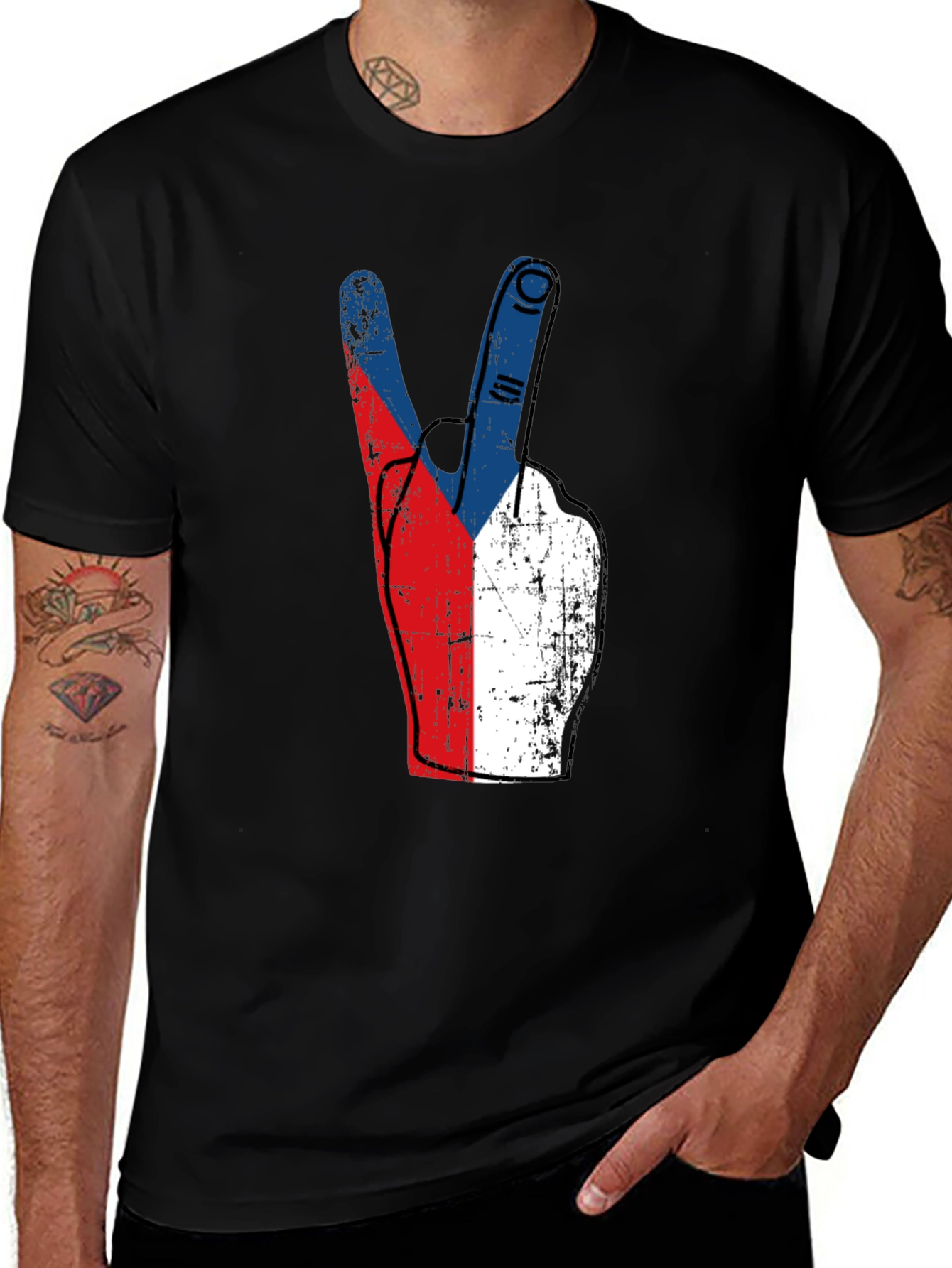 Variant 28 of Czech Republic Flag Peace Sign T-Shirt