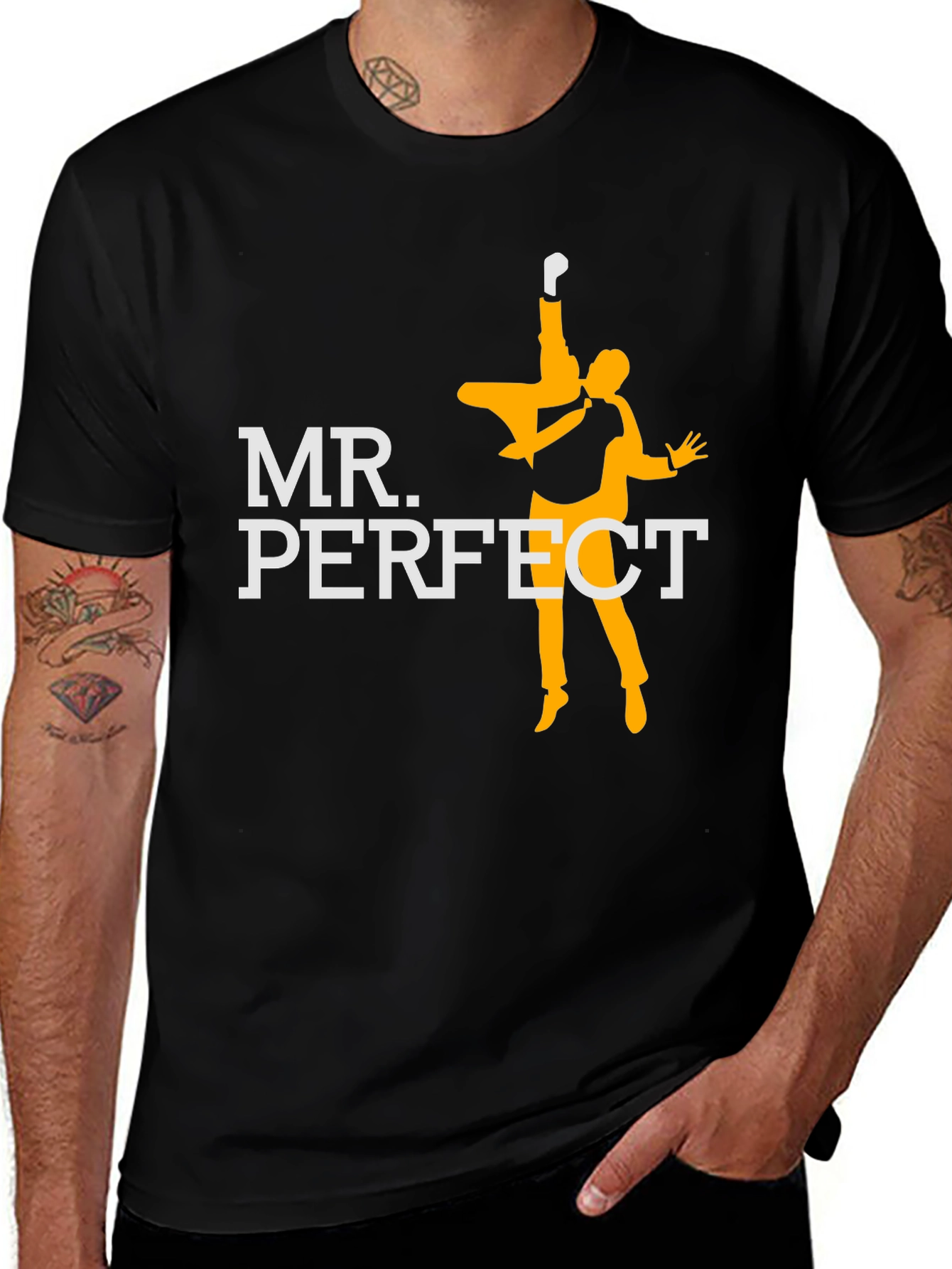 Variant 19 of Mr. Perfect Graphic Tee - Black T-Shirt