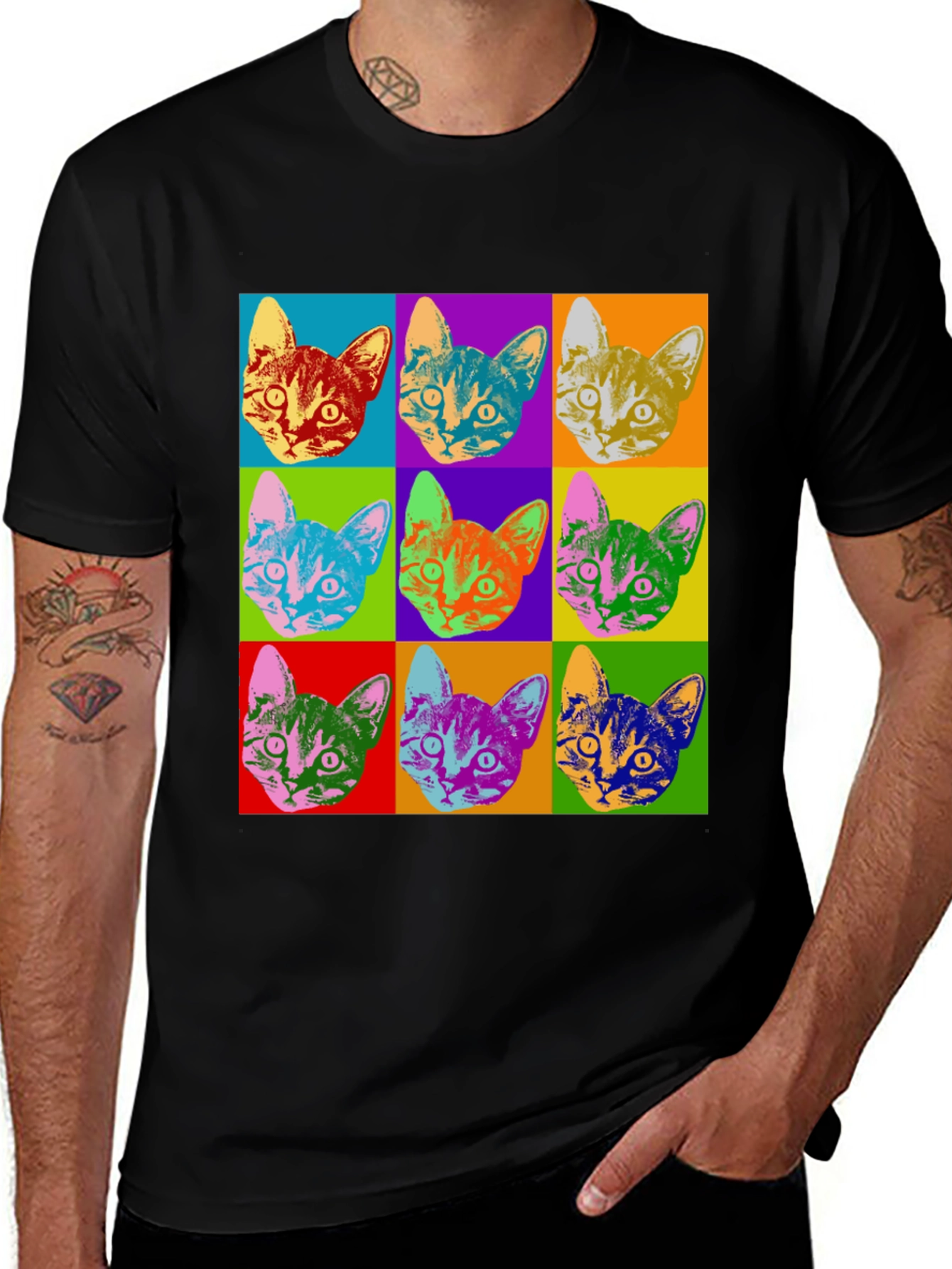 Variant 9 of Pop Art Cat T-Shirt - Colorful Cat Design Tee