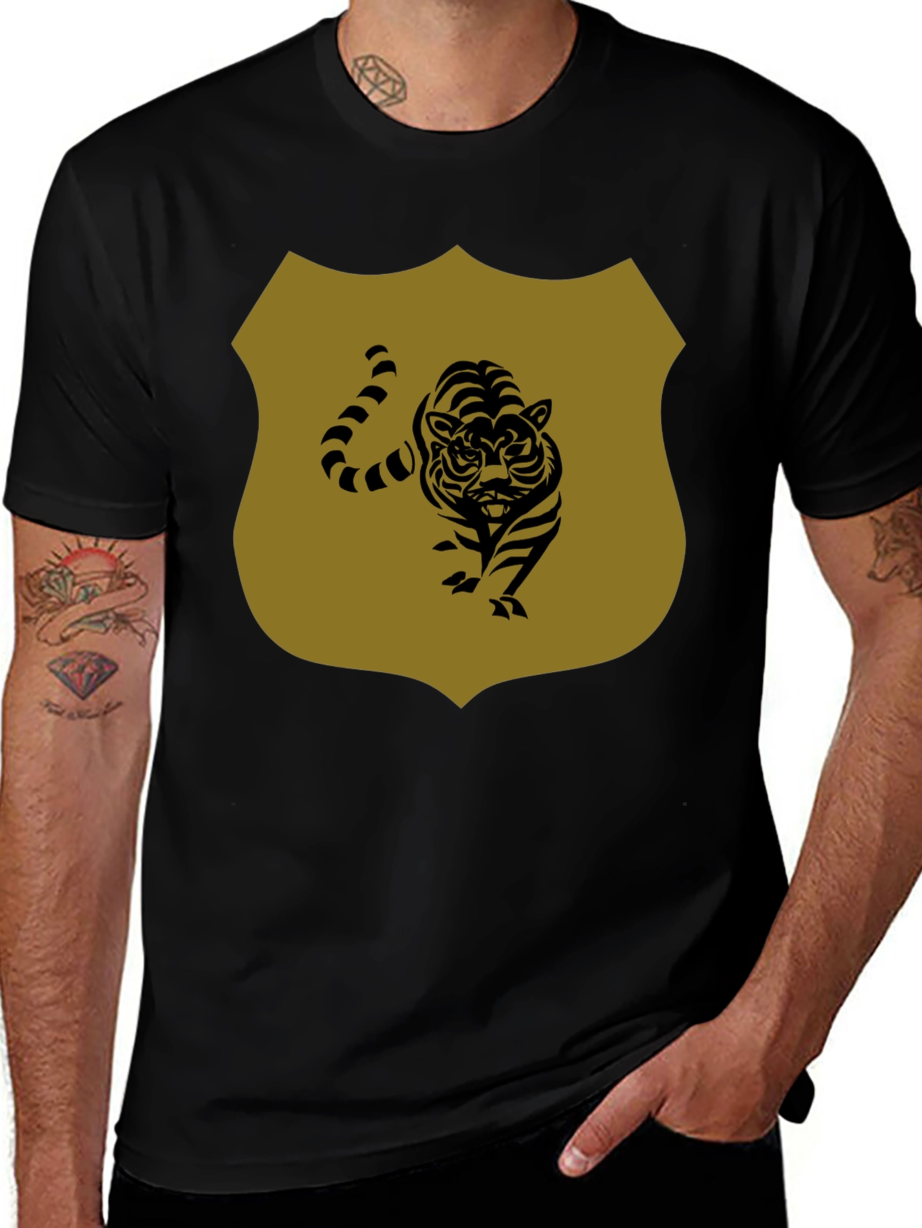 Variant 9 of Tiger Shield Graphic T-Shirt - Men's Casual Tee