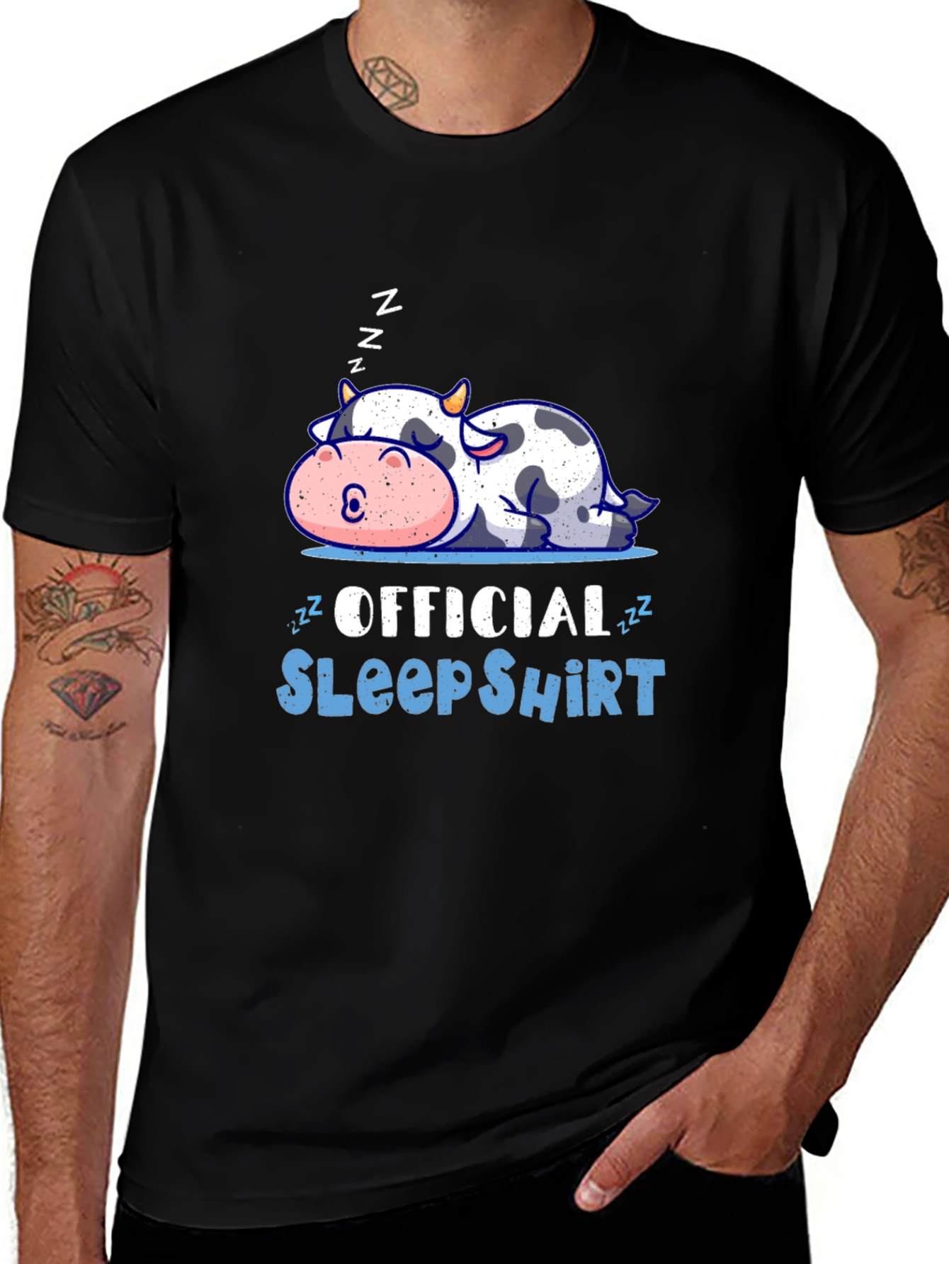 Variant 4 of Official Sleep Shirt - Cute Cow Graphic Tee