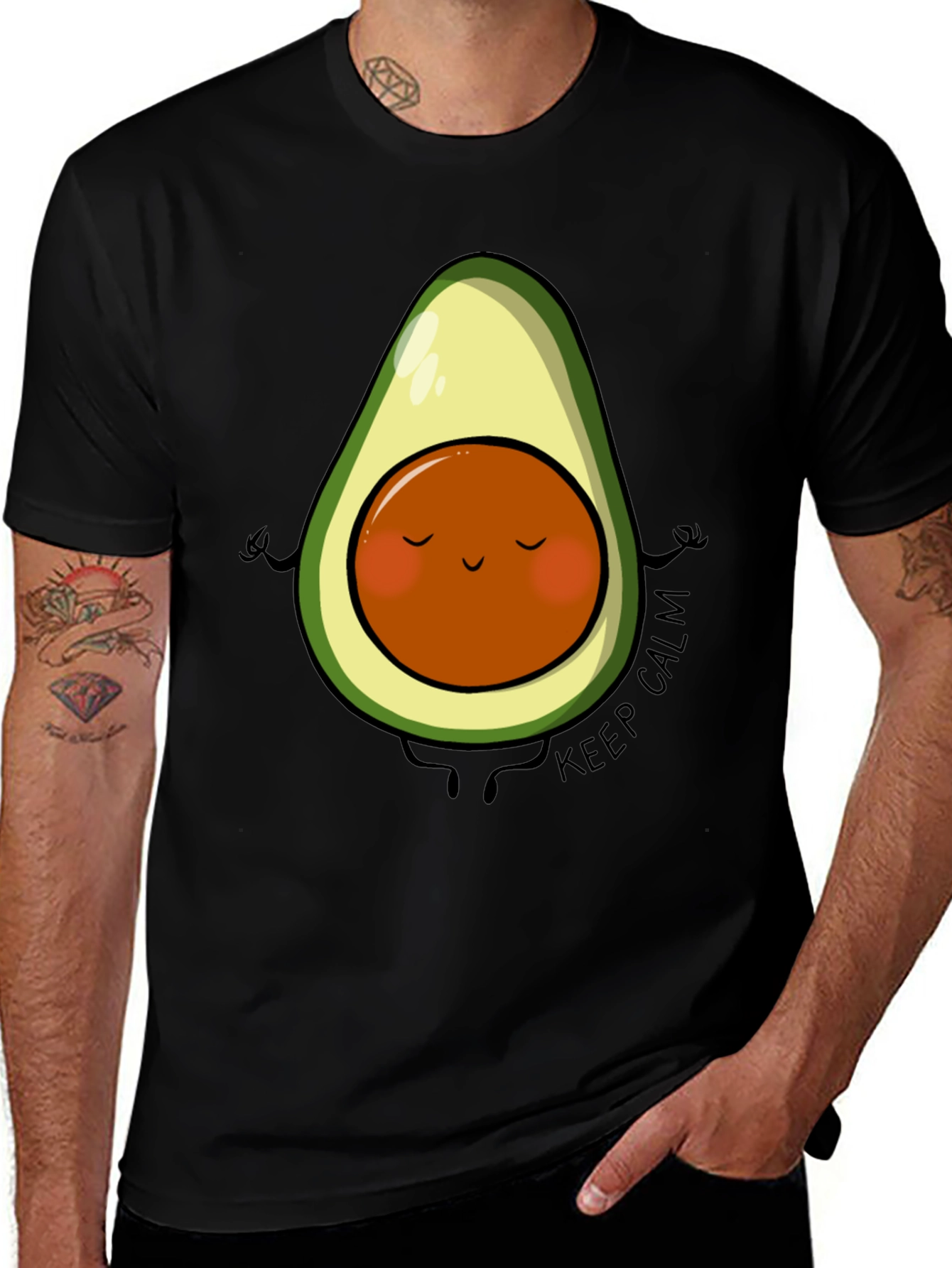 Variant 24 of Zen Avocado T-Shirt - Keep Calm Graphic Tee