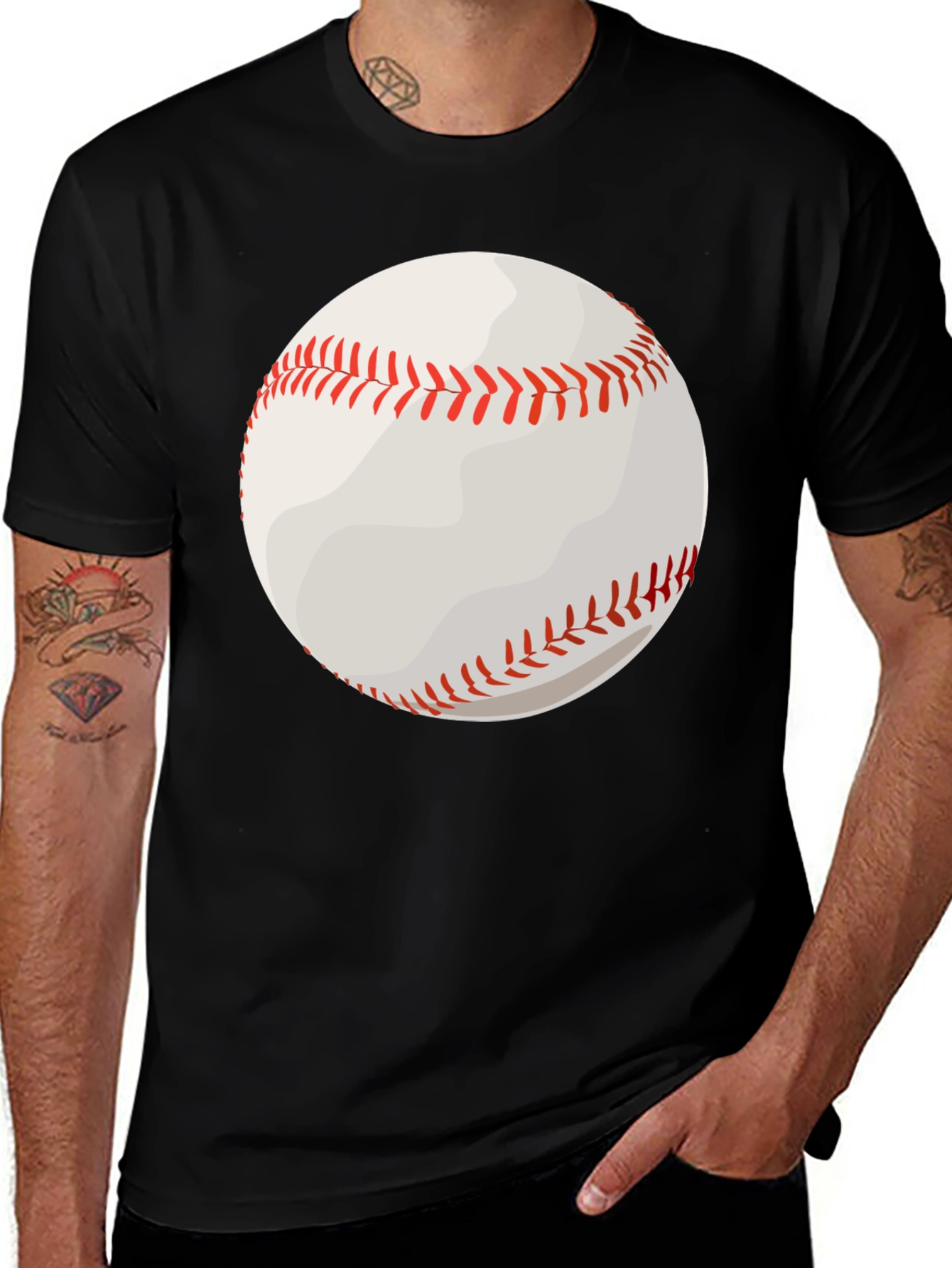 Variant 13 of Baseball Graphic Tee - Black Cotton T-Shirt
