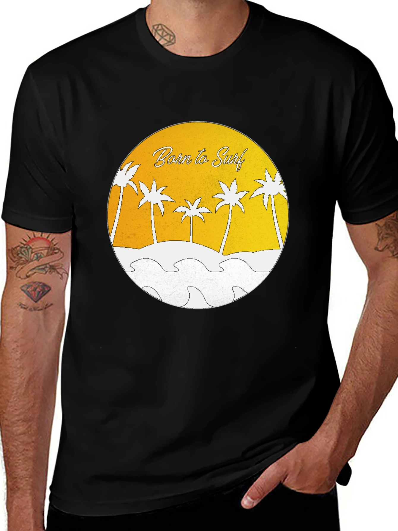 Variant 4 of Born to Surf Graphic T-Shirt - Black