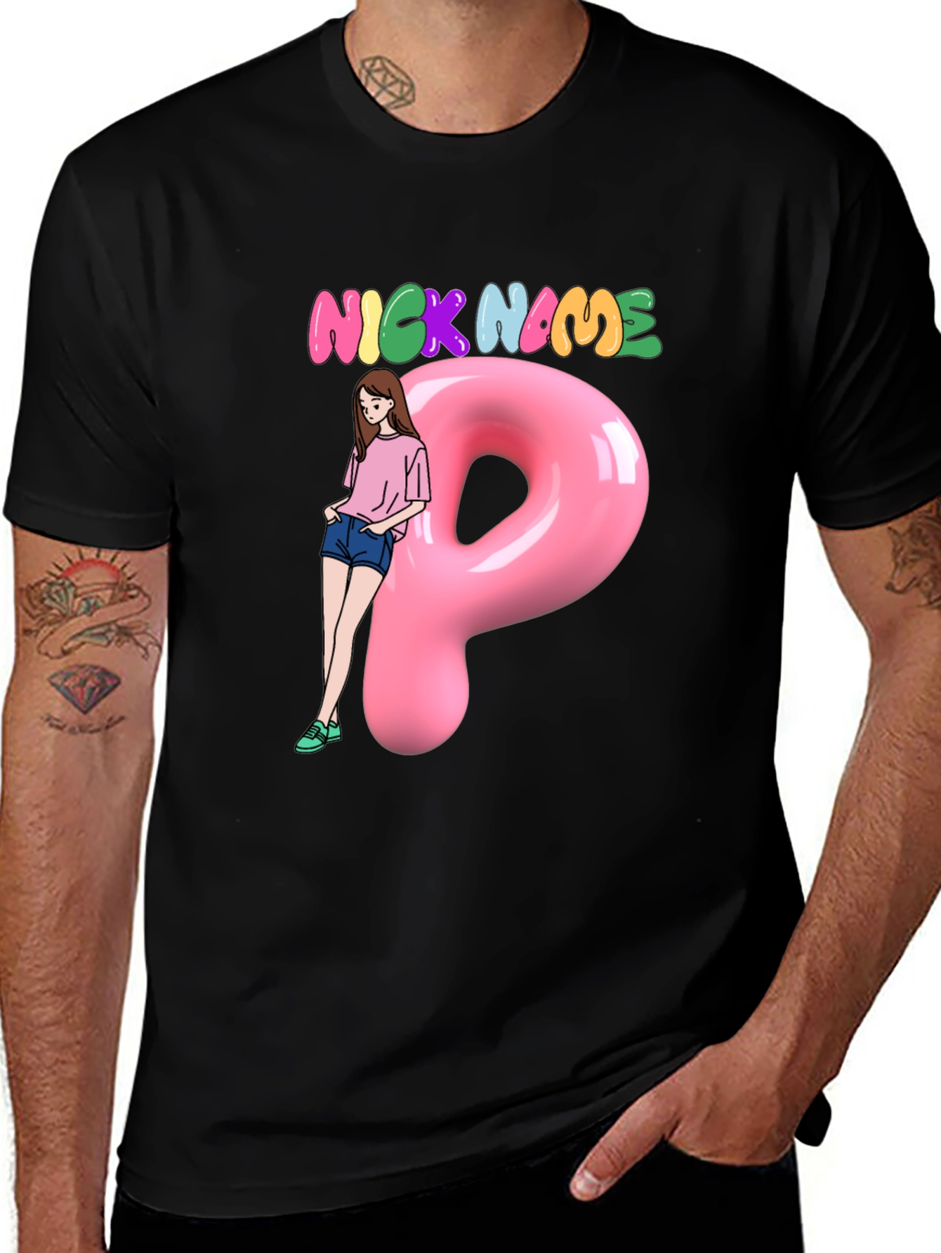 Variant 20 of Nickname Fun Graphic Tee - Cool Letter P Design